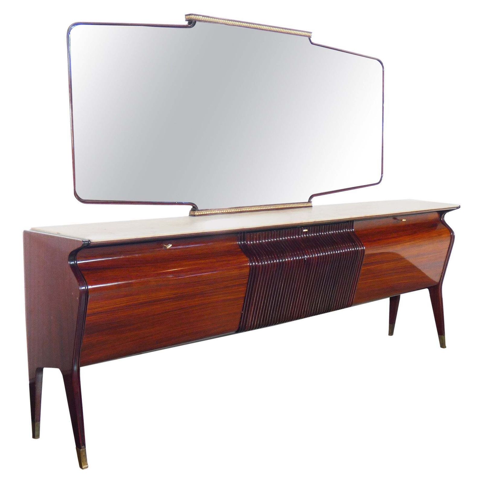 Buffet Enfilade With Mirror, Design Attributed To Osvaldo Borsani. Italy, 1950s