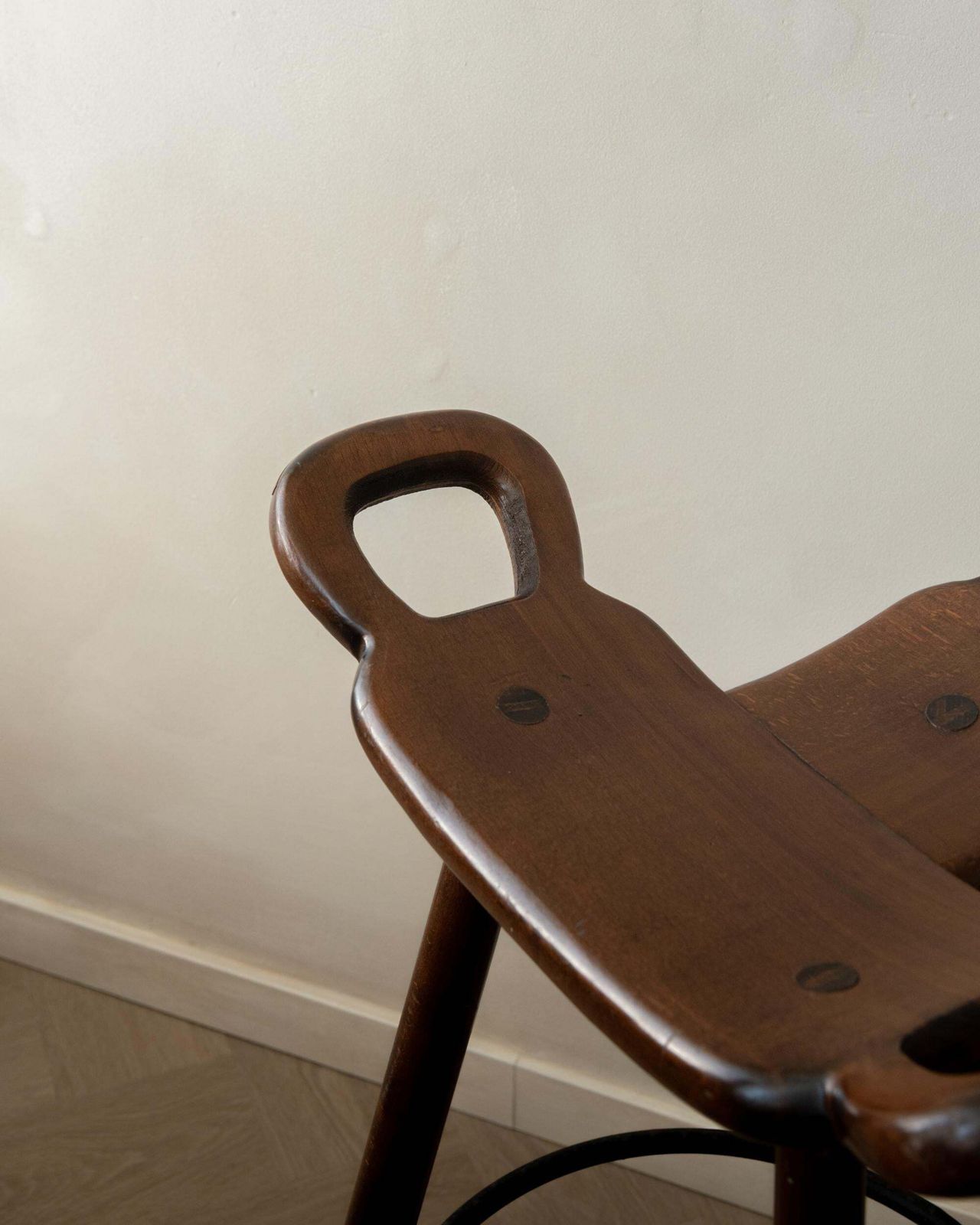 photo furniture Spanish Brutalist Wooden Marbella Bar Stools By Confonorm, 1970s, Set Of 3