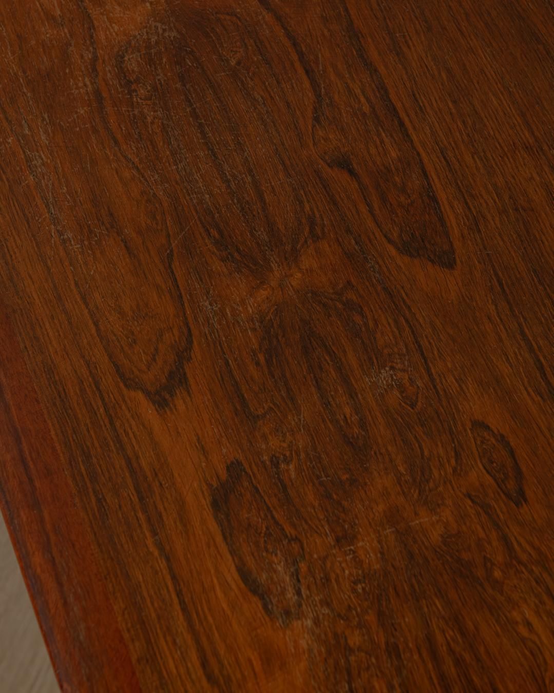 photo for sale Rosewood Coffee Table With Leather Magazine Shelf By Topform, Mid Century, 1960s