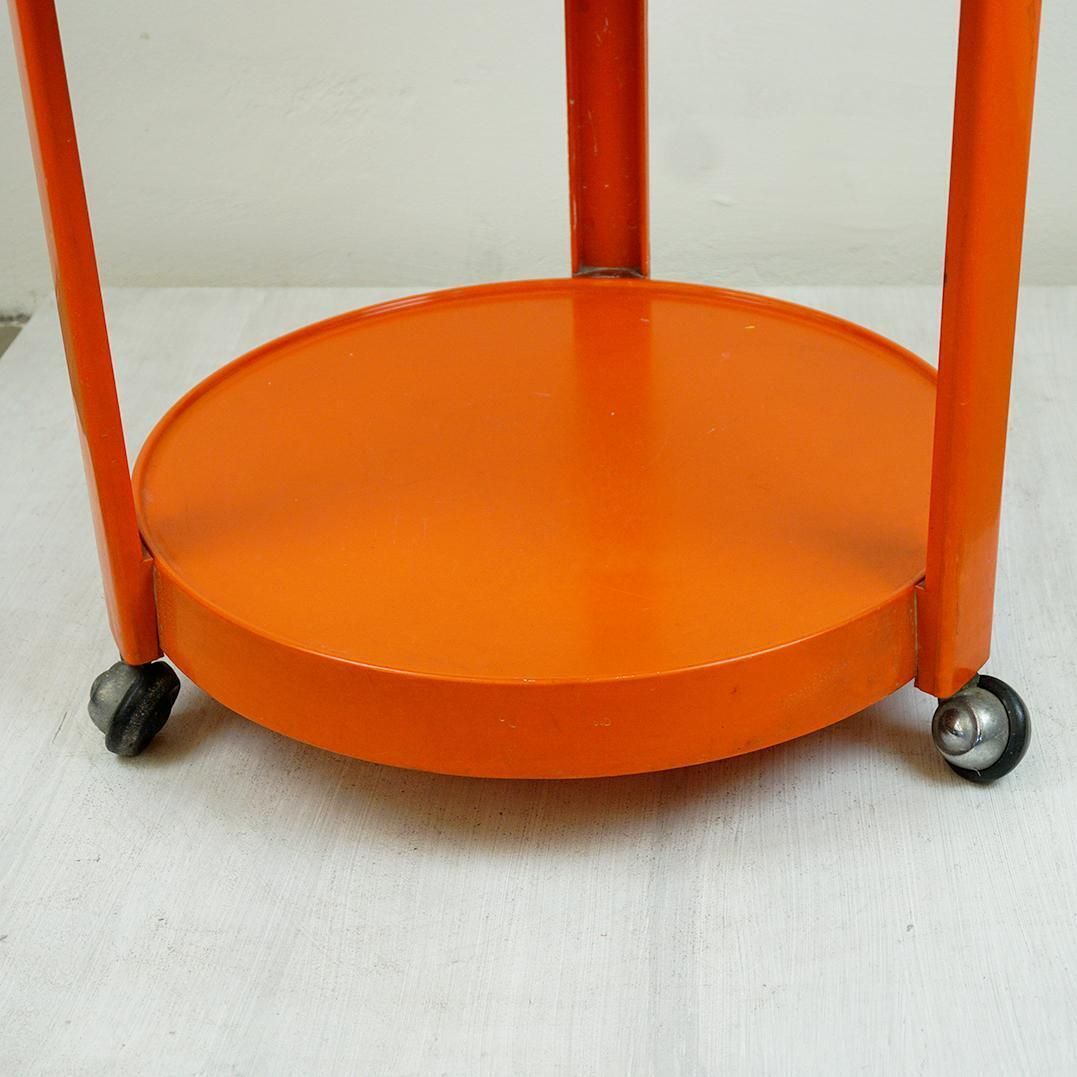 Vintage Italian Space Age Plastic Bar Trolley, Orange, 1970s, 47cm photo vinterior