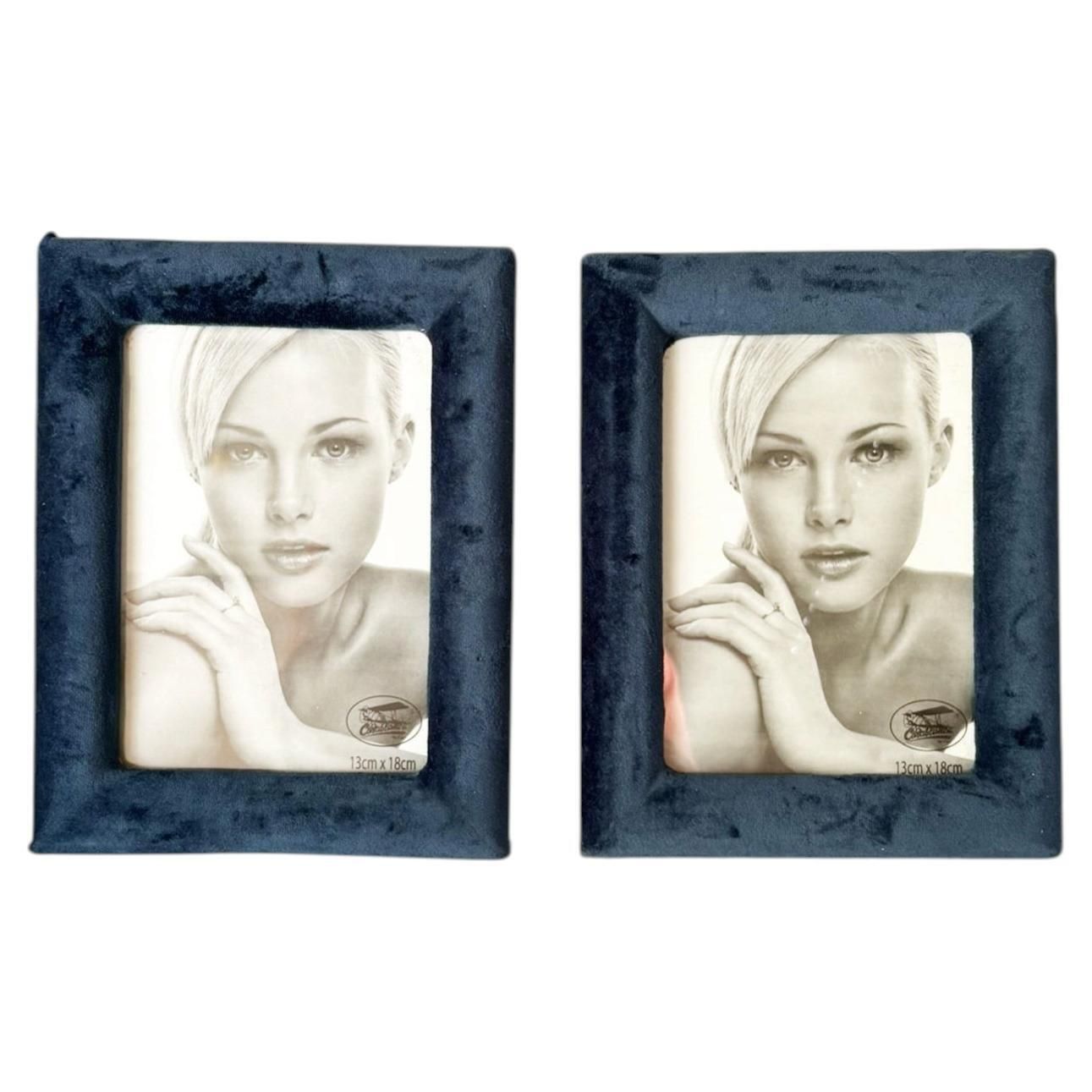 Pair Of Blue Velvet And Glass Frames, France, 1990