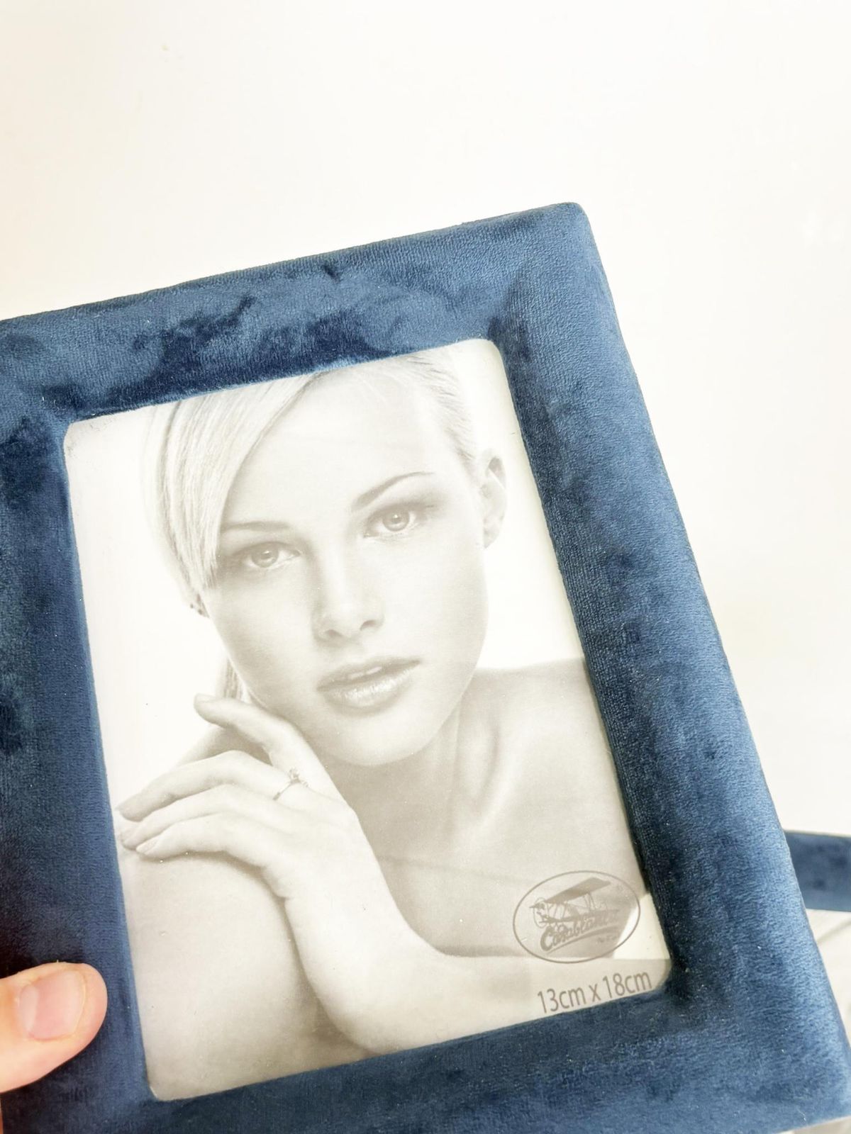 Pair Of Blue Velvet And Glass Frames, France, 1990 photo Home Decor