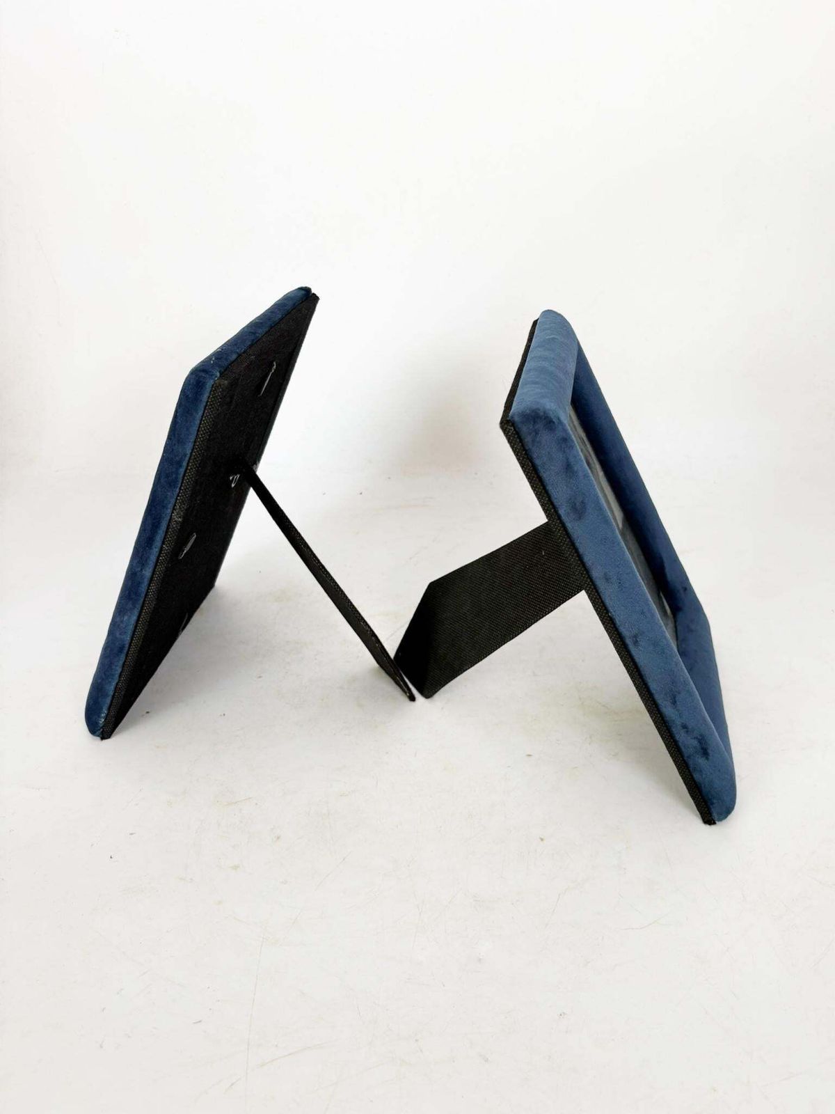 Pair Of Blue Velvet And Glass Frames, France, 1990 photo vintage