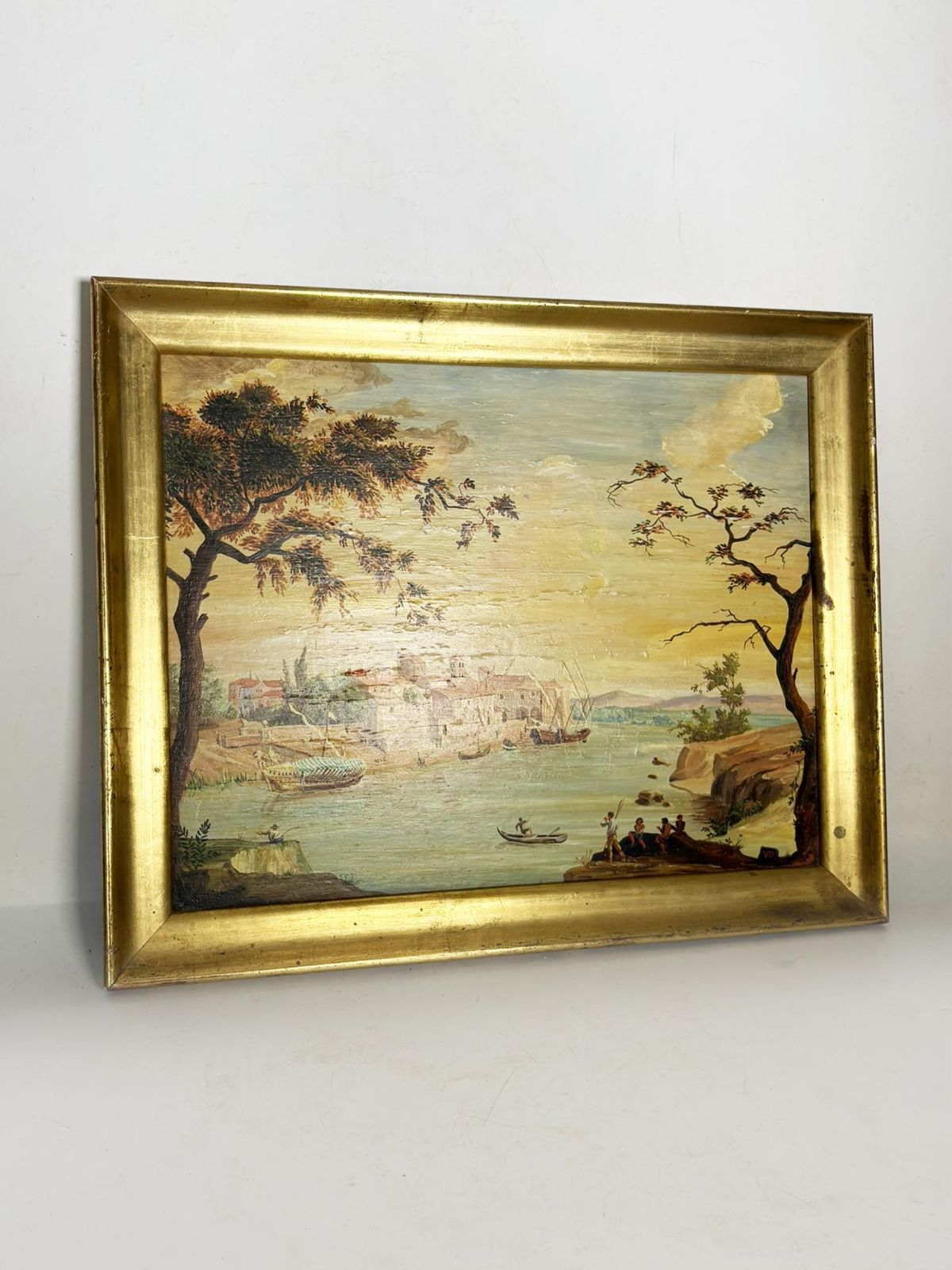 Painting Of A Boat Scene, Oil On Panel, Signed, France, Early 20th Century photo furniture