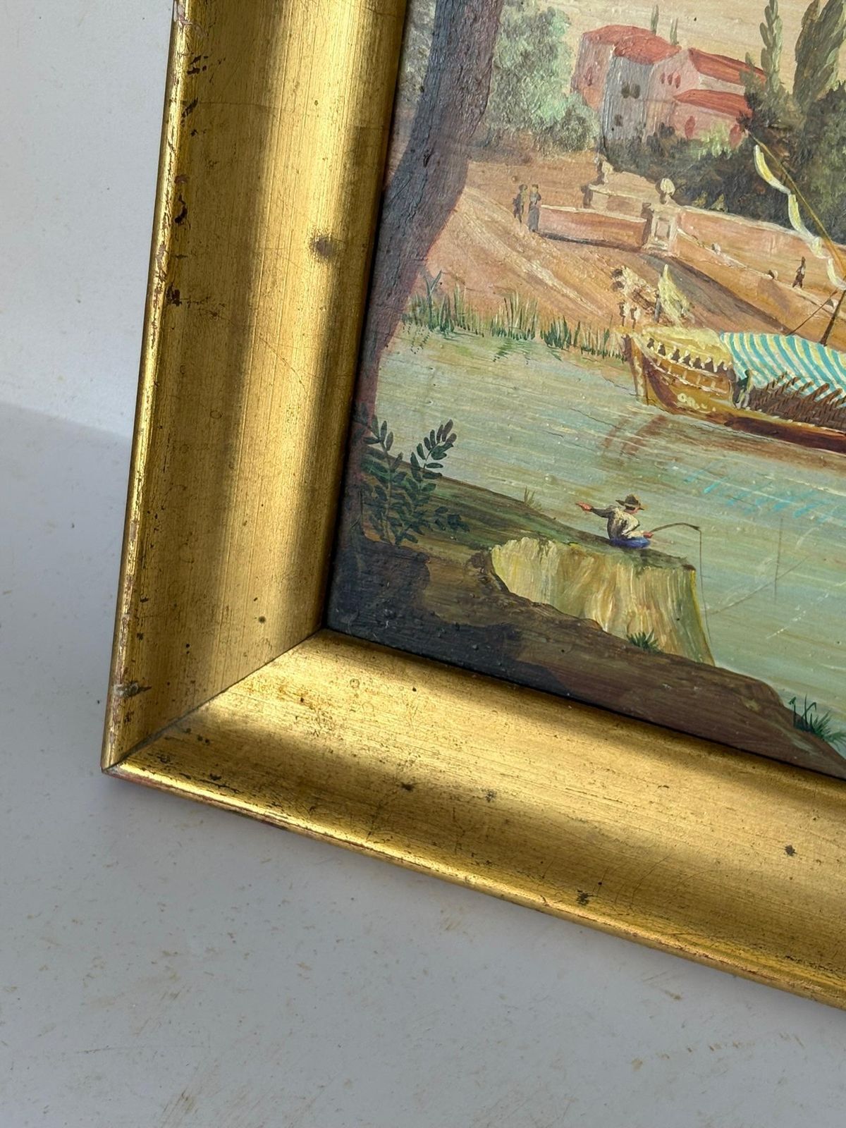 photo buy Painting Of A Boat Scene, Oil On Panel, Signed, France, Early 20th Century