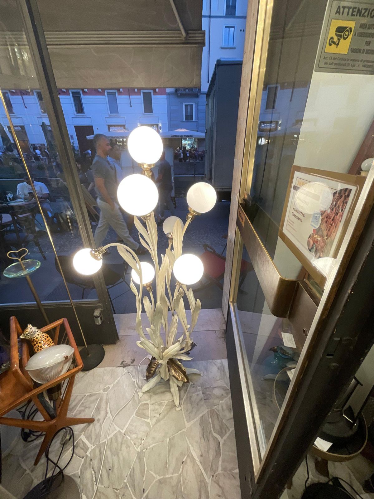 2062.0 Floor Lamp   White Lacquered Metal é White Glass Spheres .Italia 1970 photo