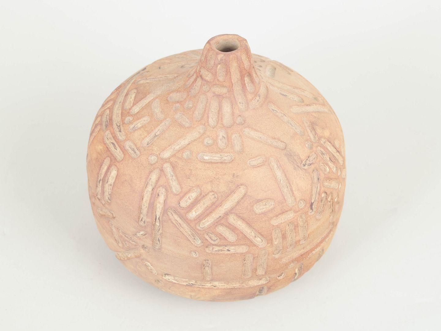 Christina Muff, Danish Artist. Ceramic Unglazed Vessel With Carvings, 2023 photo furniture