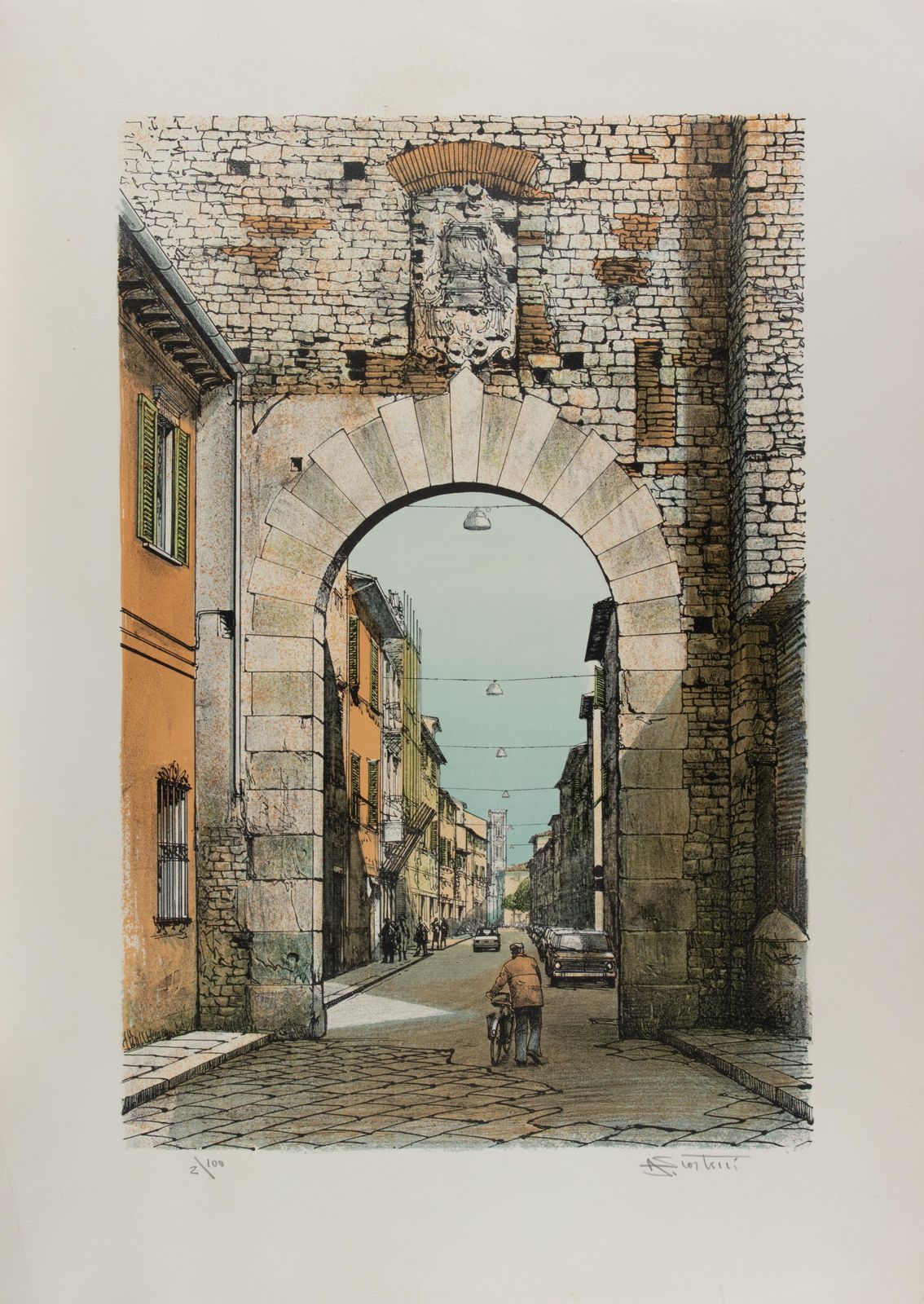 Porta Messina   Taormina   Etching By Renato Ranaldi   1990s