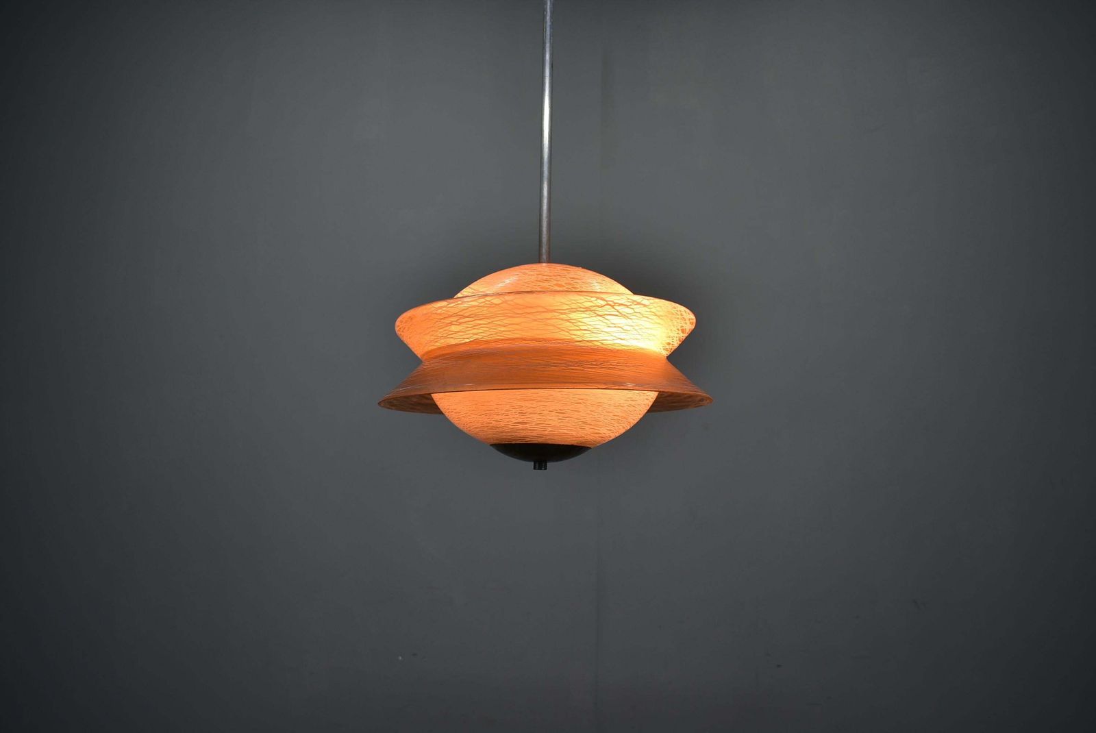 Art Deco Chromen Kroonluchter met Glas, Tsjecho-Slowakije, jaren 1940 photo for sale