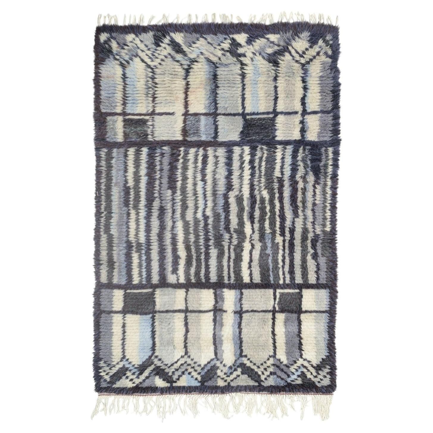 Scandinavian Designer. Rya Carpet In Wool With Graphic Pattern, 1960s/70s