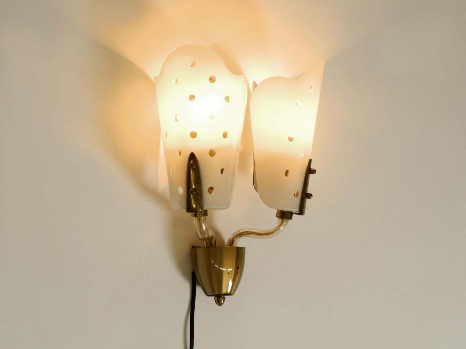 Beautiful Large Original Mid Century Modern Wall Lamp Made Of Brass And Glass photo Lighting