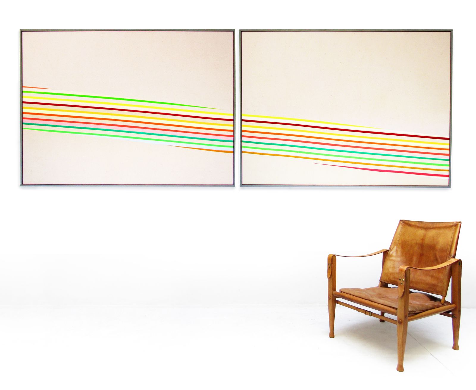 Large 1970s Color Field Acrylic Diptych On Canvas By John Plumb (1927–2008)