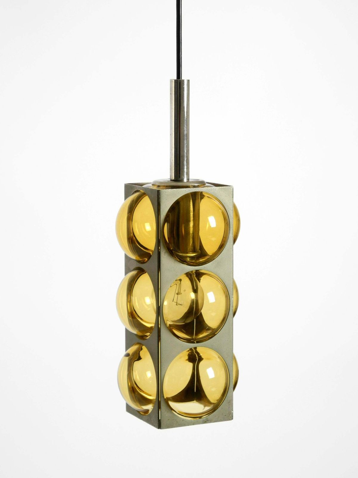 Jaren 1960 Space Age Hanglamp van Temde, Glas en Vernikkeld Metaal photo for sale