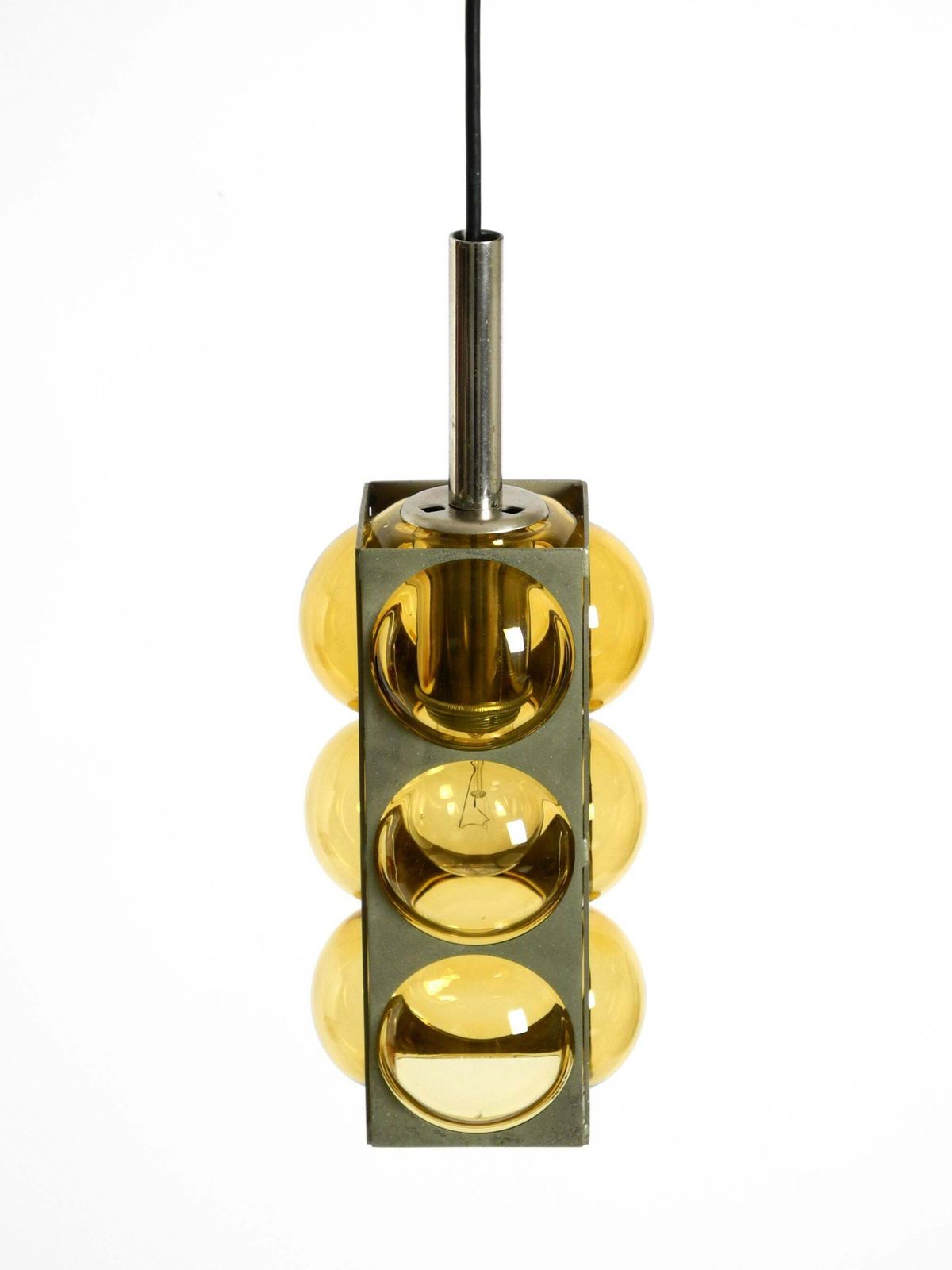 1960s Space Age Pendant Lamp By Temde Made Of Glass And Nickel Plated Metal photo 762.0