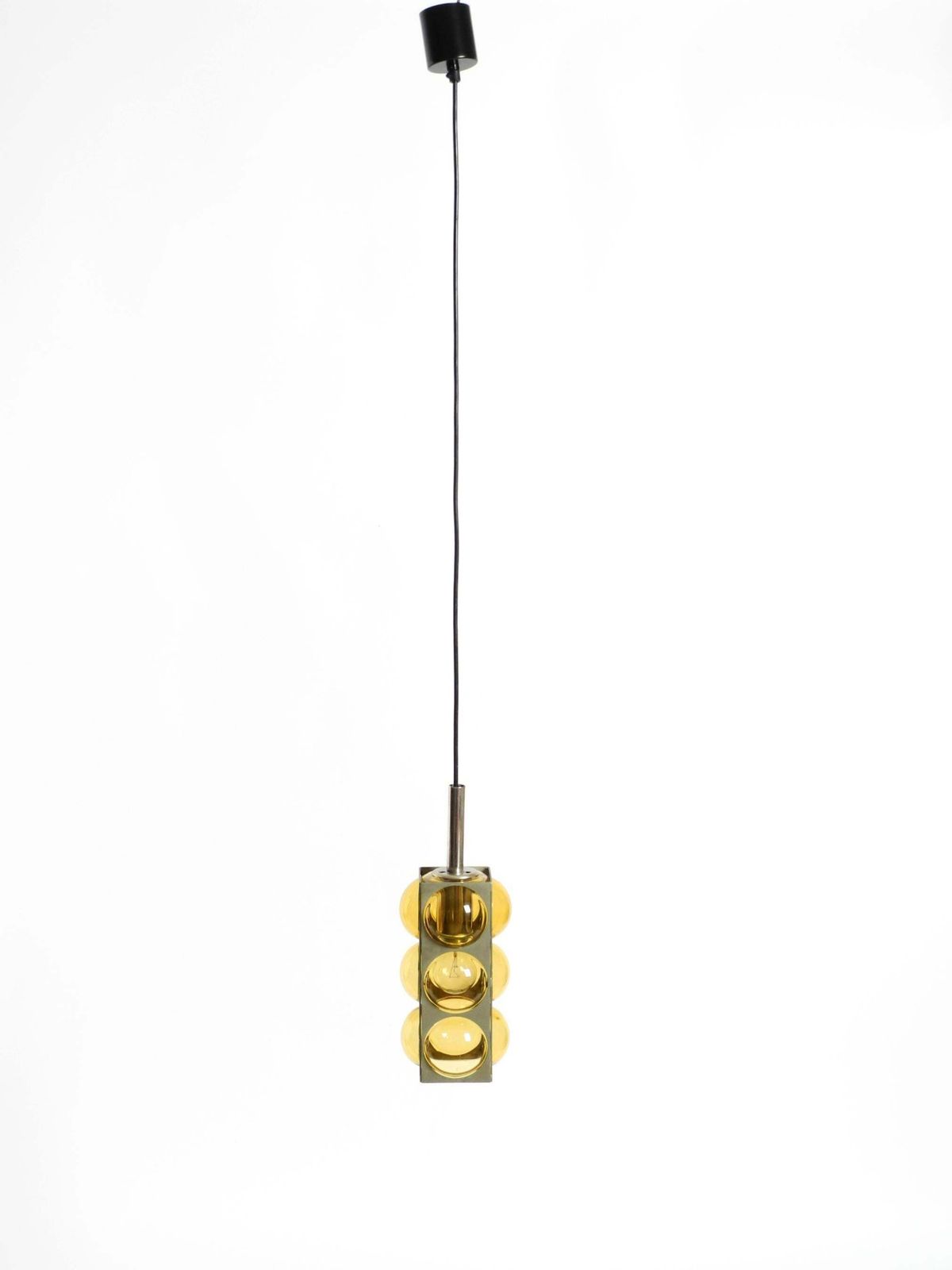 Jaren 1960 Space Age Hanglamp van Temde, Glas en Vernikkeld Metaal photo buy