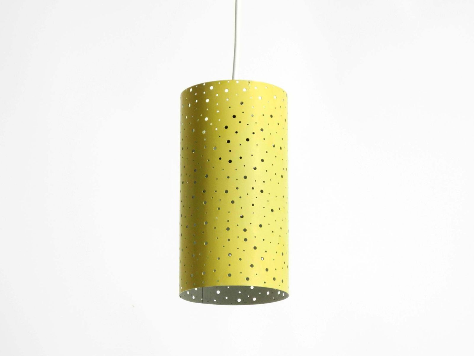 50s Pendant Lamp In Perforated Metal, Mustard Yellow, Ernest Igl For Hillebrand photo furniture