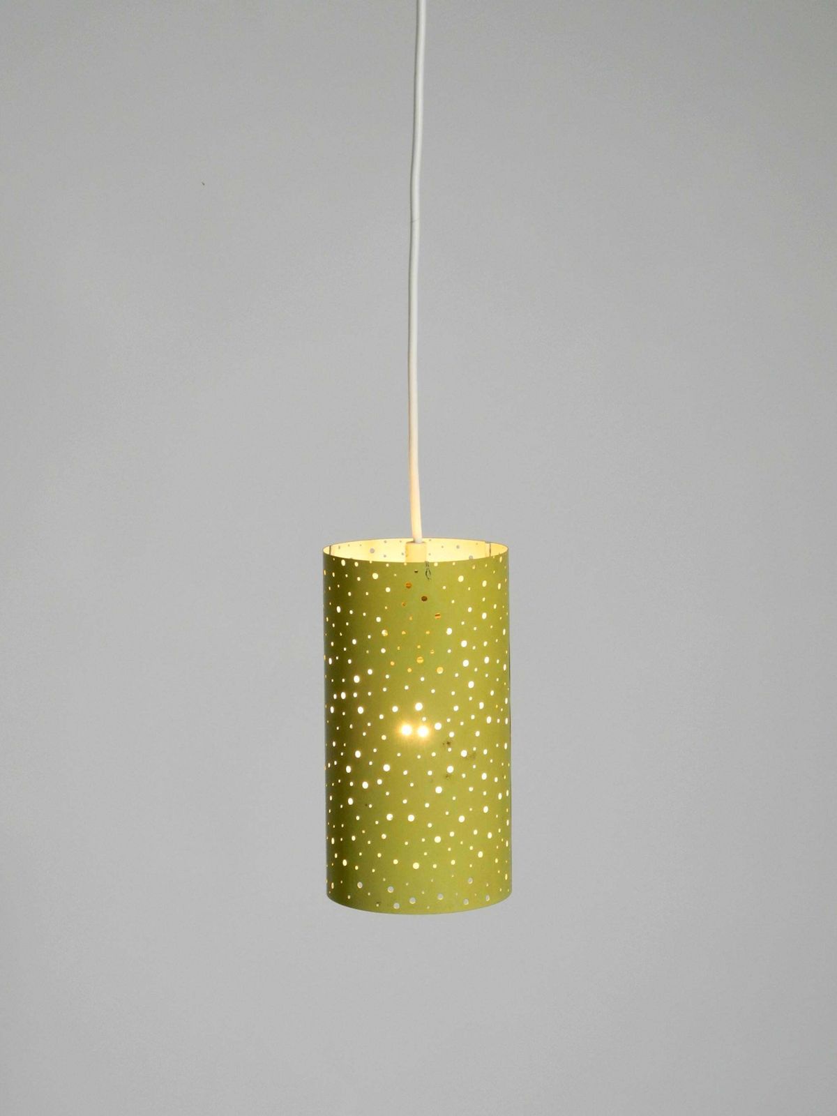 photo furniture 50s Pendant Lamp In Perforated Metal, Mustard Yellow, Ernest Igl For Hillebrand
