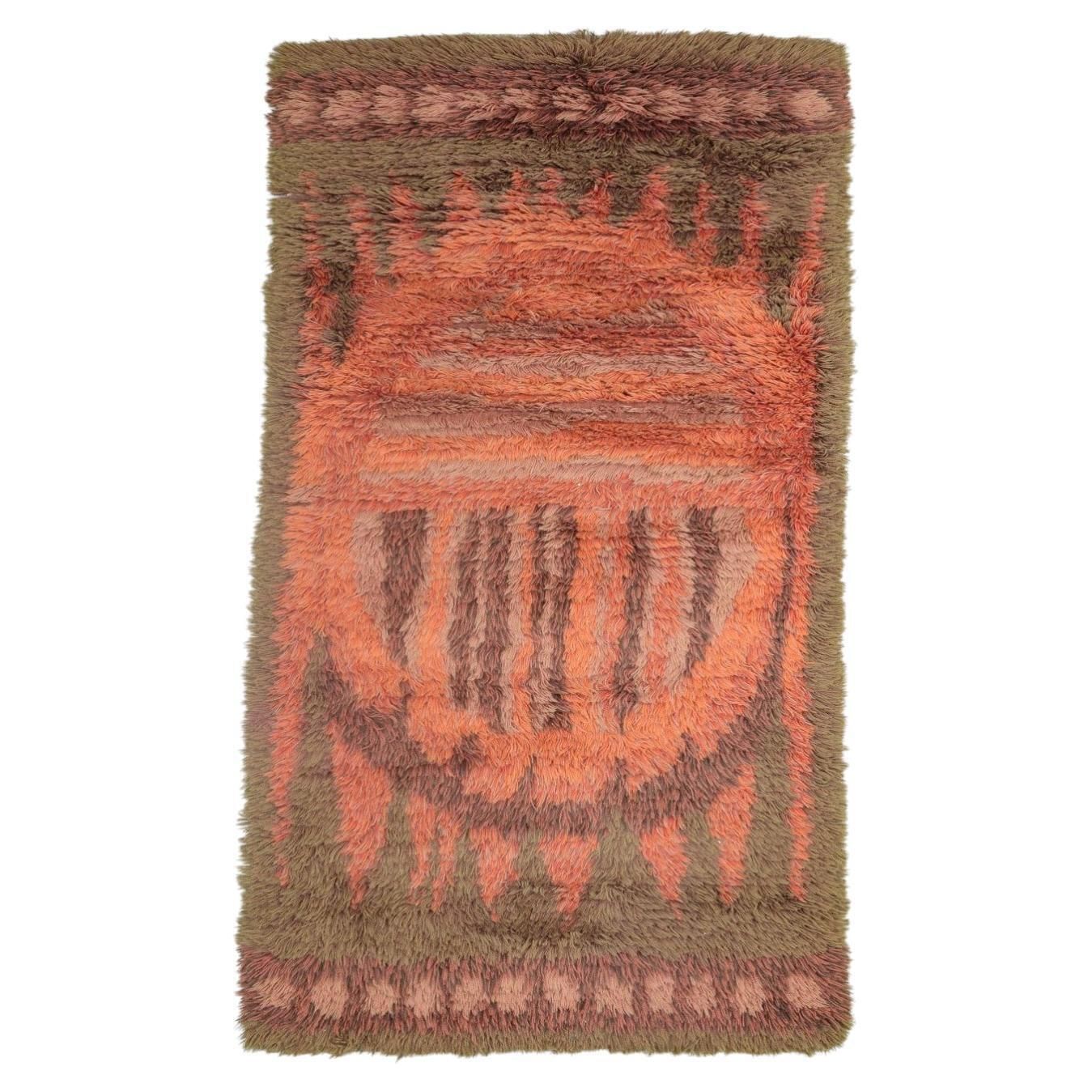 Scandinavian Designer. Rya Carpet In Wool With A Sun Inspired Motif. 1960s/70s