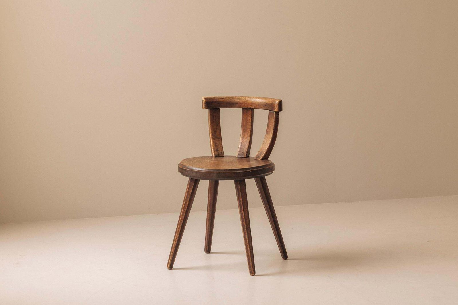 French Side Chair In Solid Oak, Dating From The Early 20th Century.