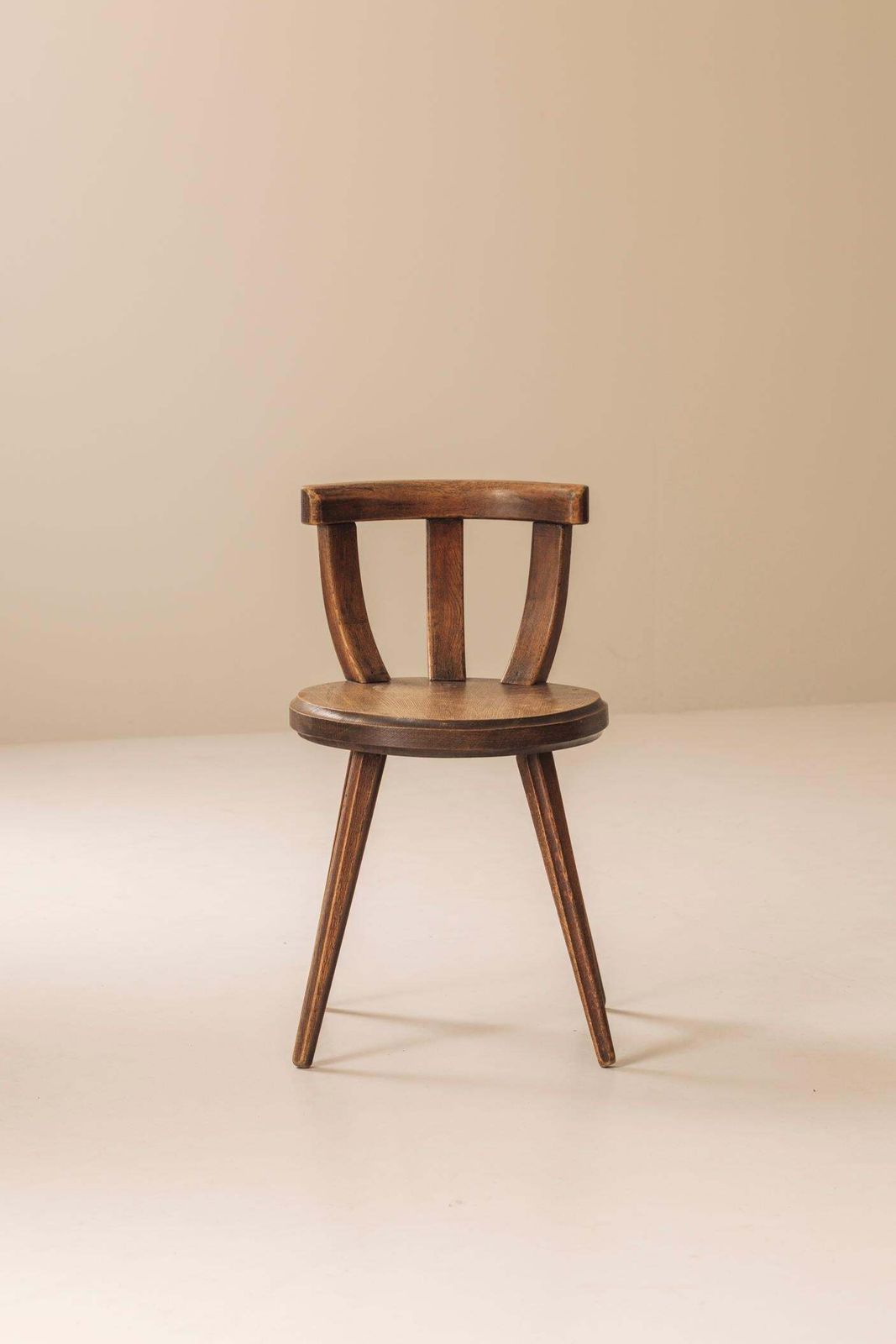 French Side Chair In Solid Oak, Dating From The Early 20th Century. photo vintage