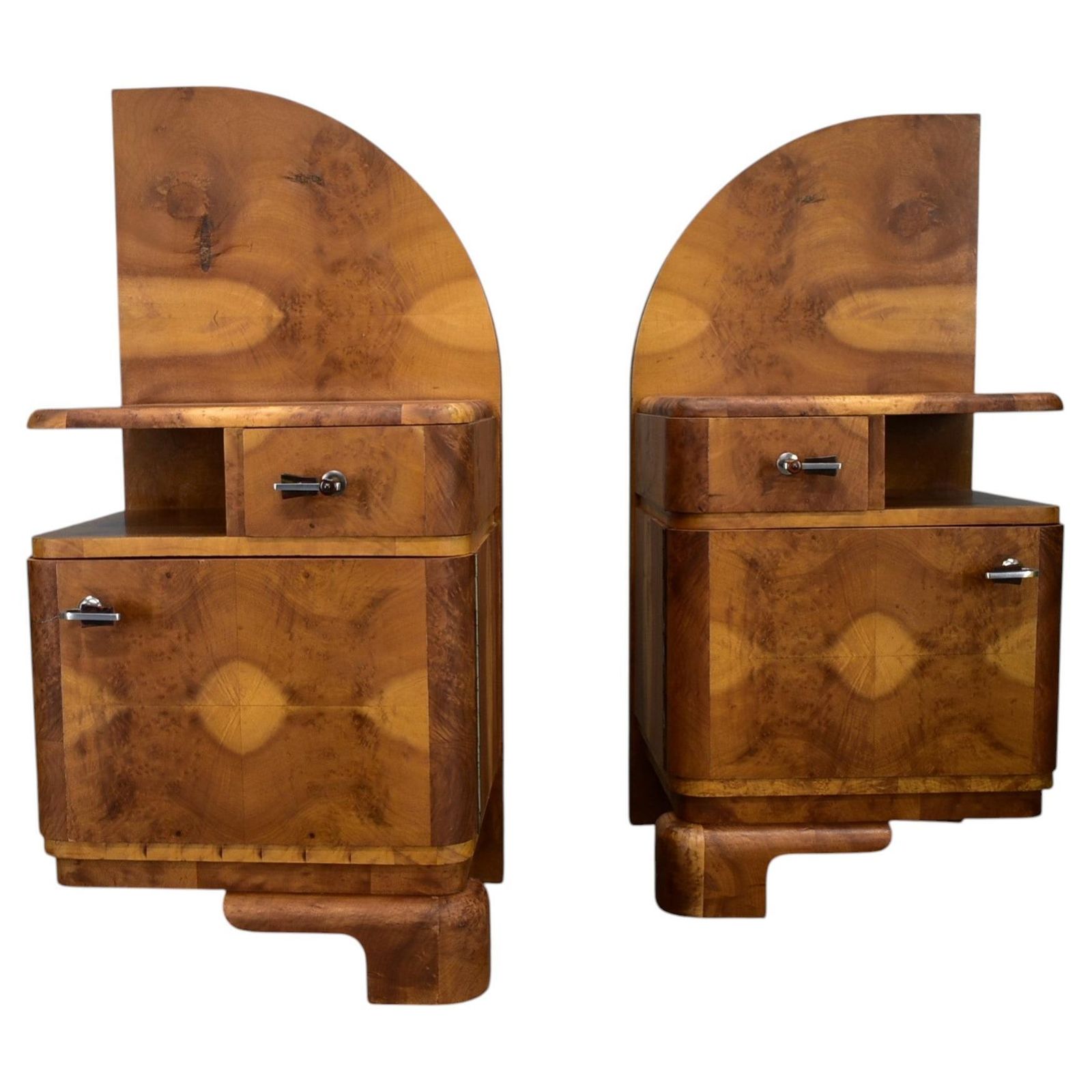 1934s Pair Of Art Deco Bedside Tables, Czechoslovakia