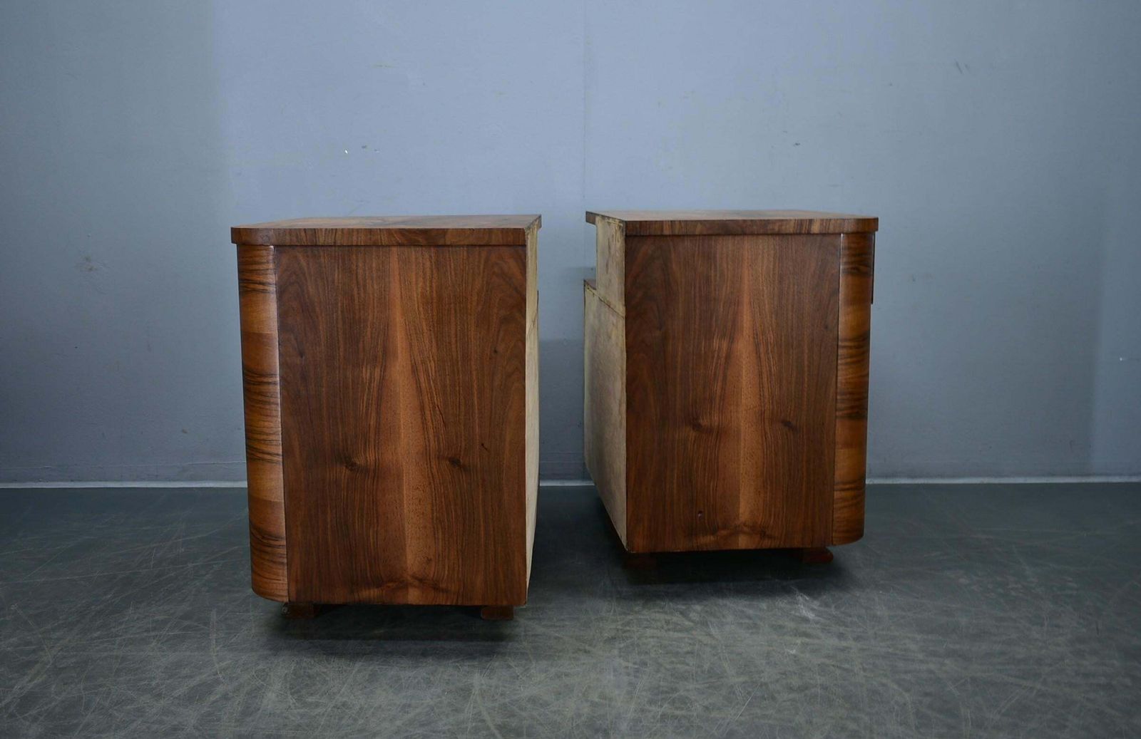 Furniture 1932s Pair Of Art Deco Bedside Tables, Czechoslovakia photo
