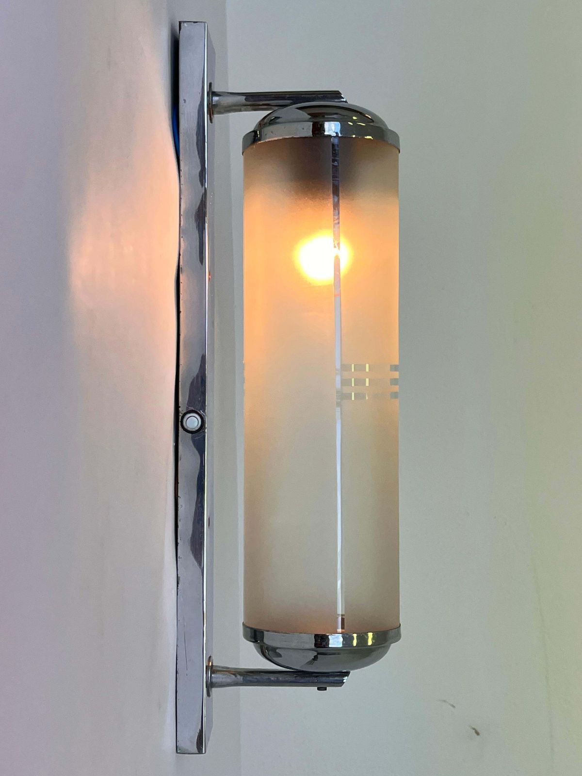 Chromen Bauhaus plafonnière of wandlamp, jaren 1940 – Tsjecho-Slowakije photo for sale
