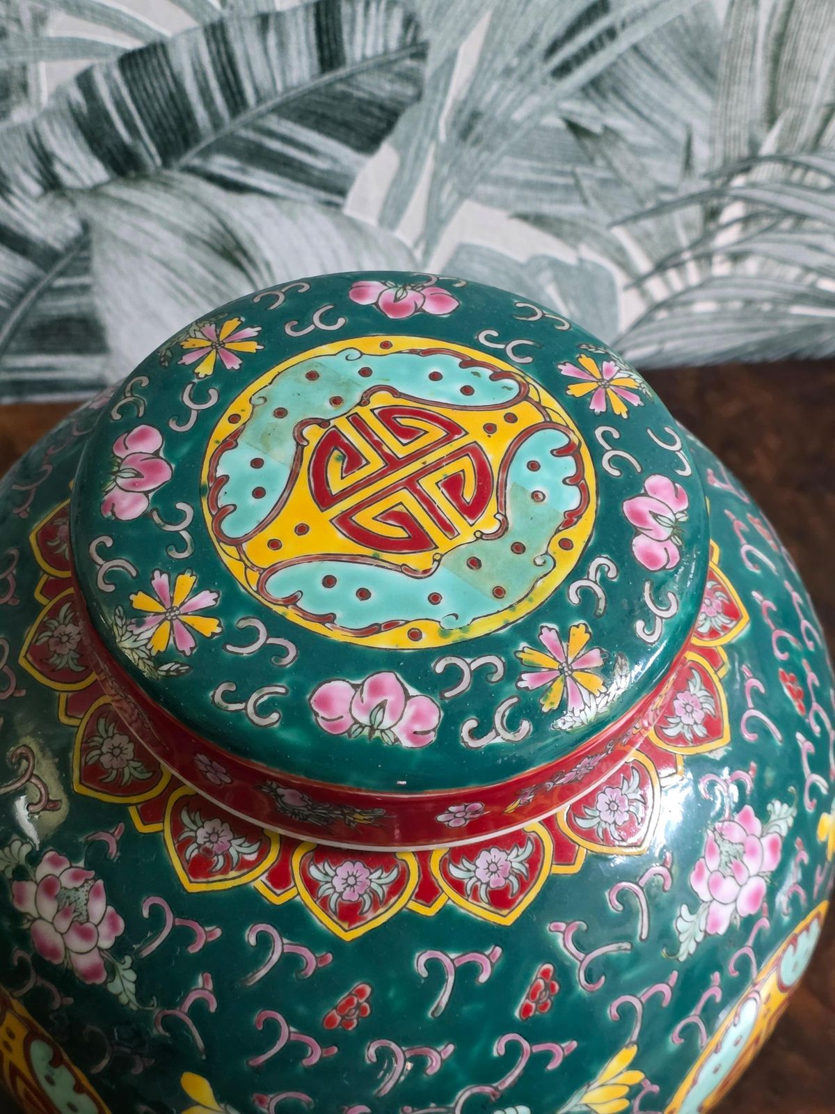 Chinese Decorative Vase With Lid 1960 Green Yellow photo 836.0