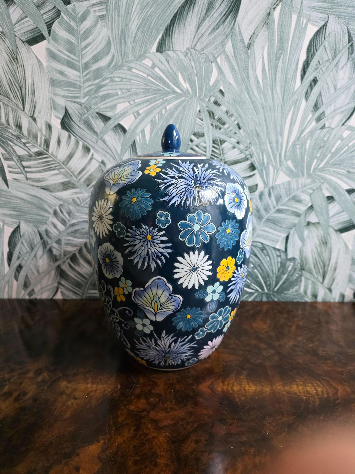 Floral Decorative Vase In Chinese Painted Porcelain 1960s photo Home Decor