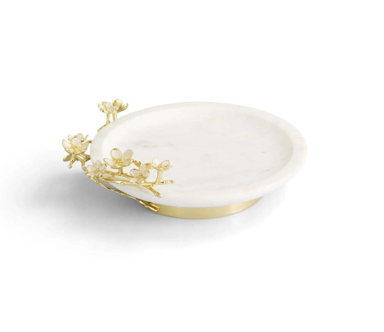 Cherry Blossom Trinket Trays In Pink Marble And Gold Tone Japanese Style photo furniture