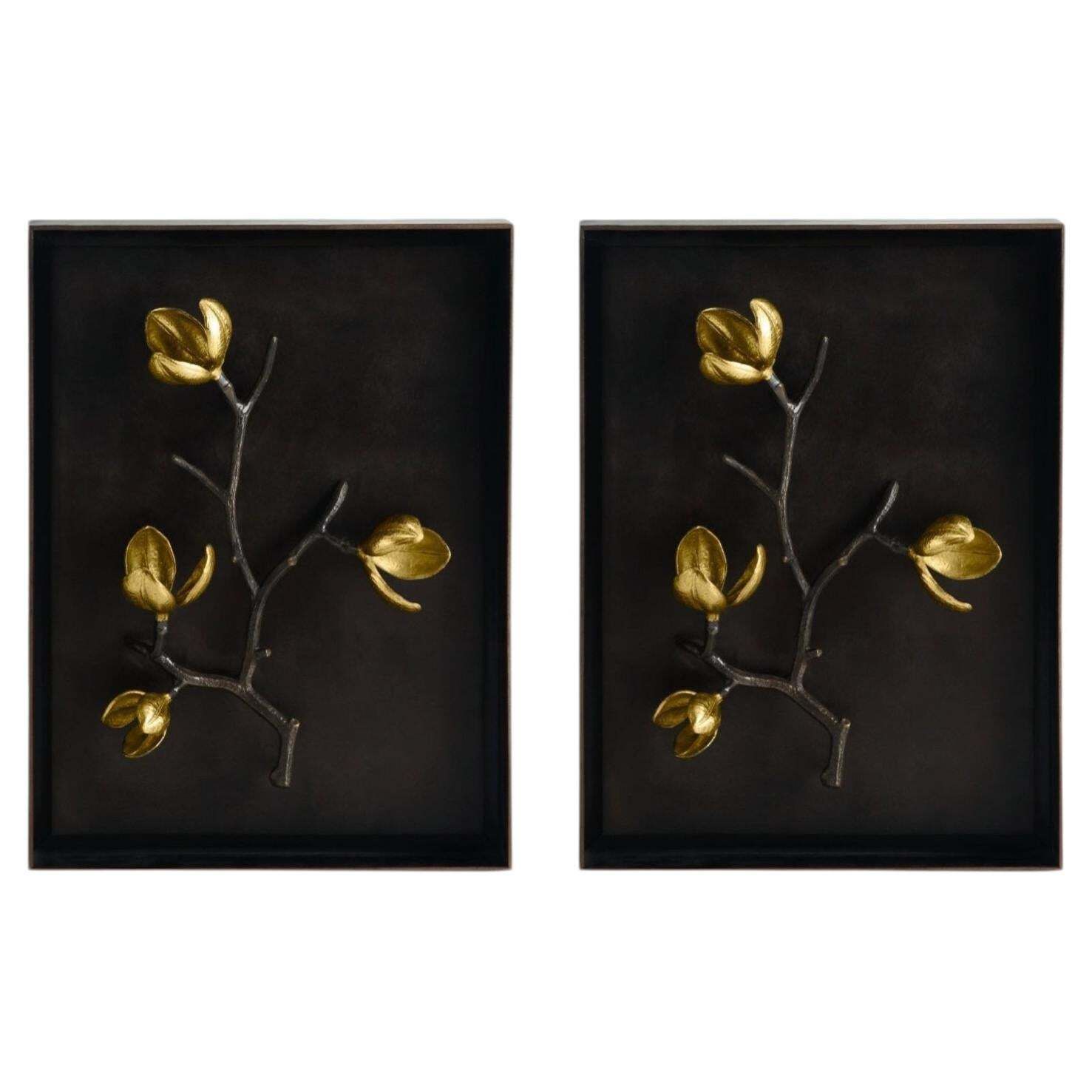 Pair Of Wild Pod Shadow Boxes In Brass And Aluminum, Limited Edition