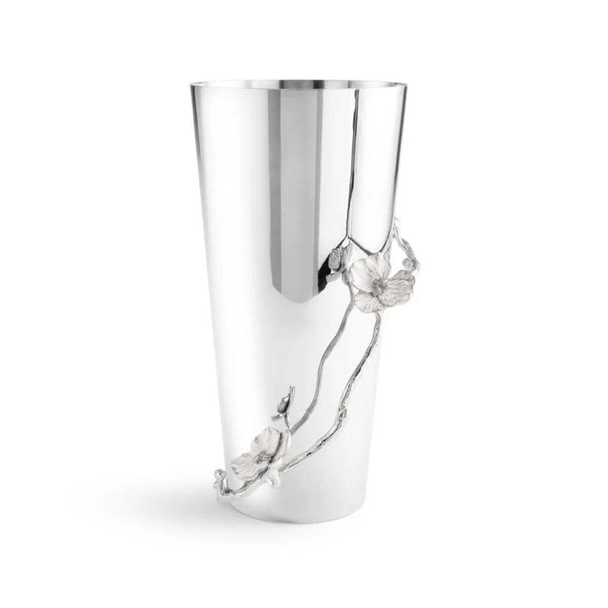 Set Of 3 Large Contemporary Silver Metal Orchid Vase photo furniture