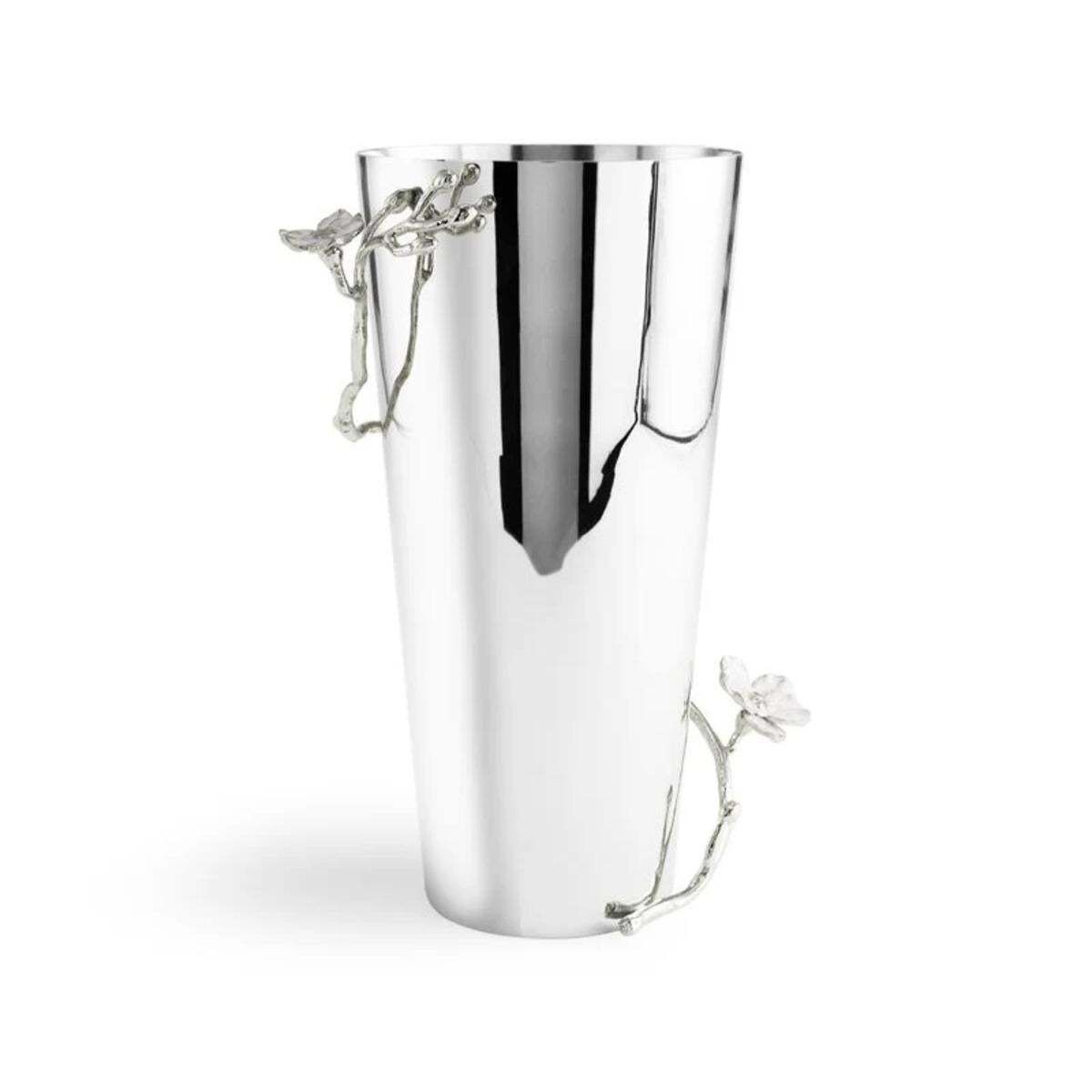 Set Of 3 Large Contemporary Silver Metal Orchid Vase photo Home Decor