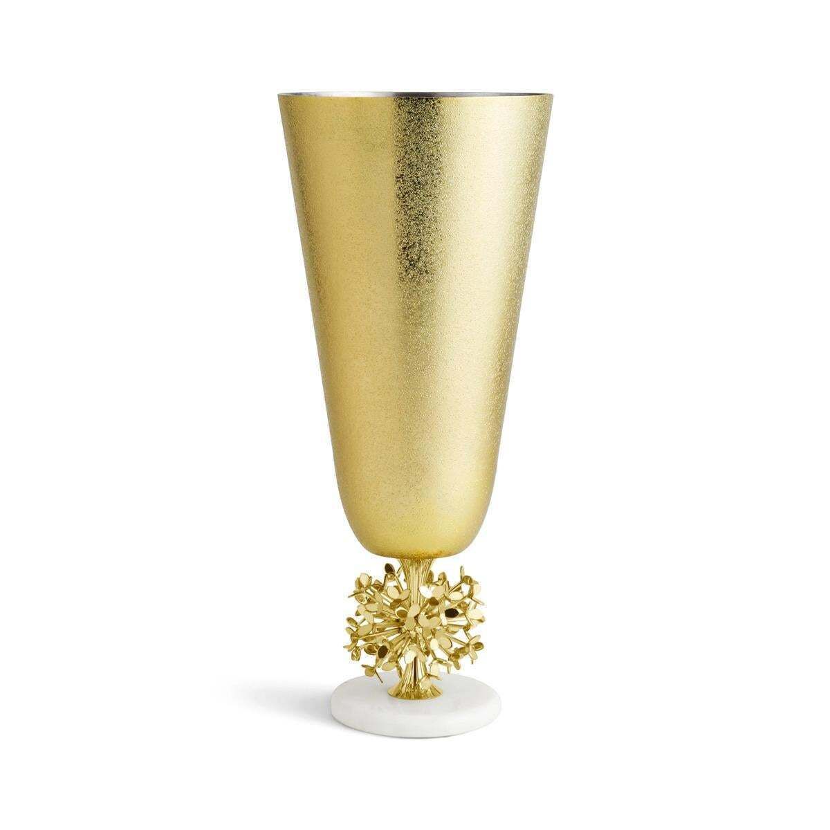Pair Of Large Contemporary Gold Metal Dandelion Base Vase photo for sale