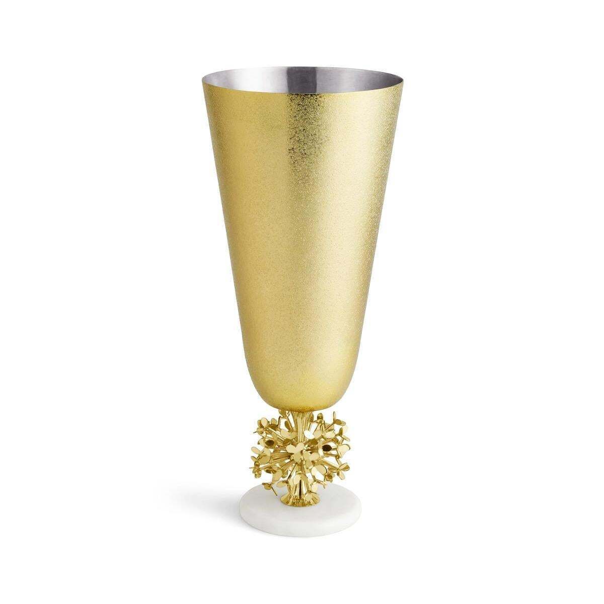 Pair Of Large Contemporary Gold Metal Dandelion Base Vase photo 1404.0