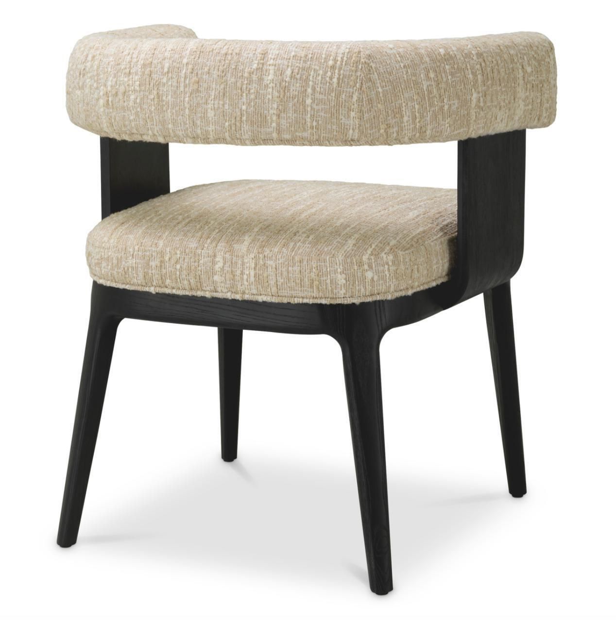 Dining Chair Black Oak Veneer Bouclé Sonata Cream photo 1329.0