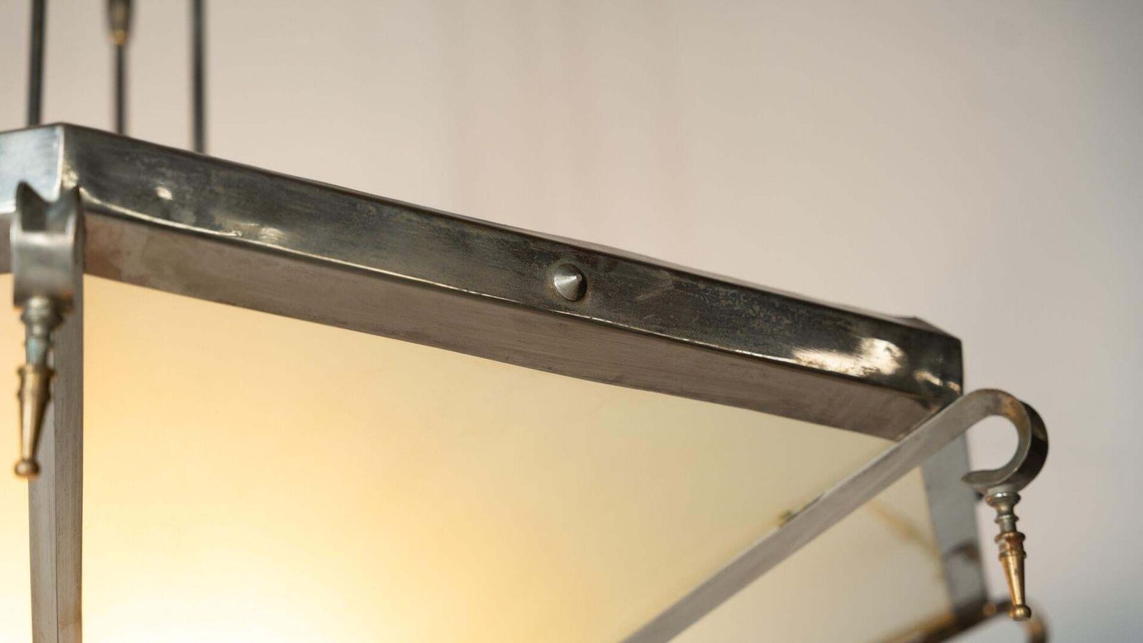 Large Art Deco Ceiling Light, Glass And Metal, France, 1930s photo 6790.0