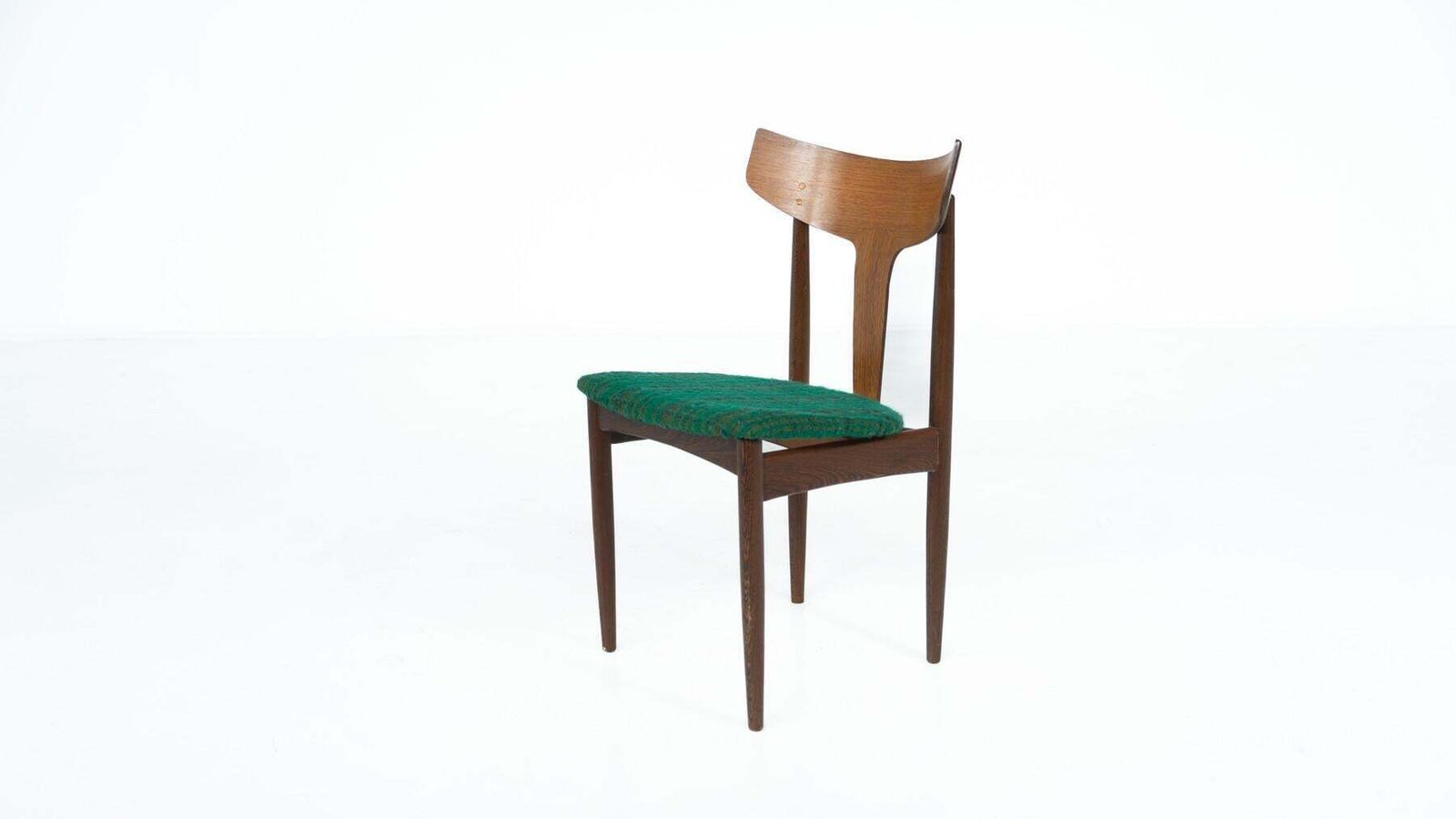 Mid Century Modern Set Of 6 Chairs, Wood And Fabric, Italy photo for sale