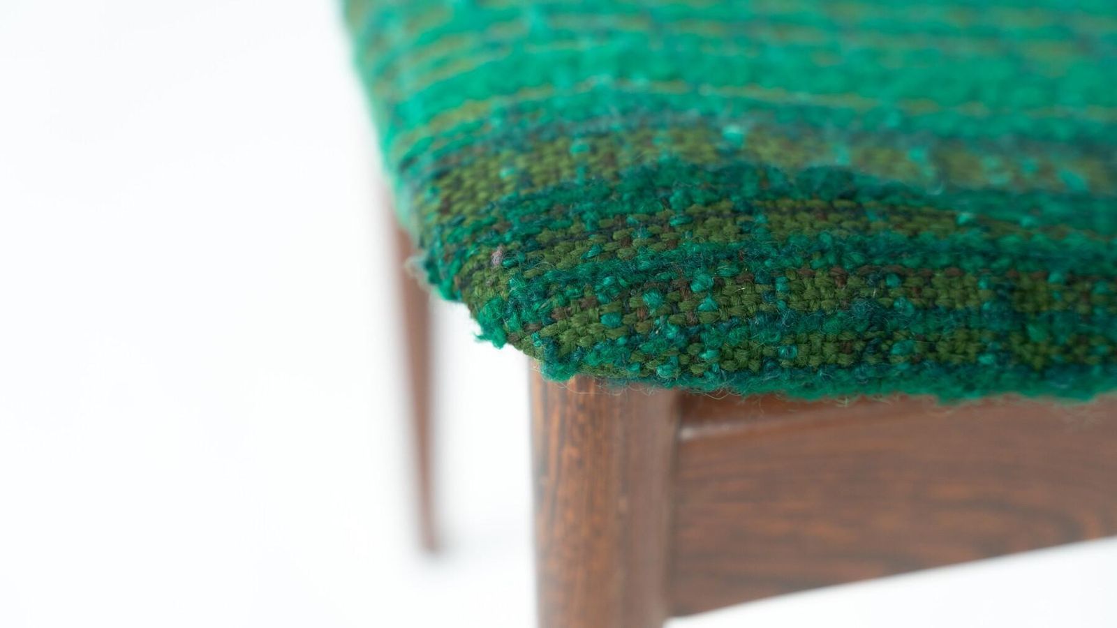 Mid Century Modern Set Of 6 Chairs, Wood And Fabric, Italy photo vintage