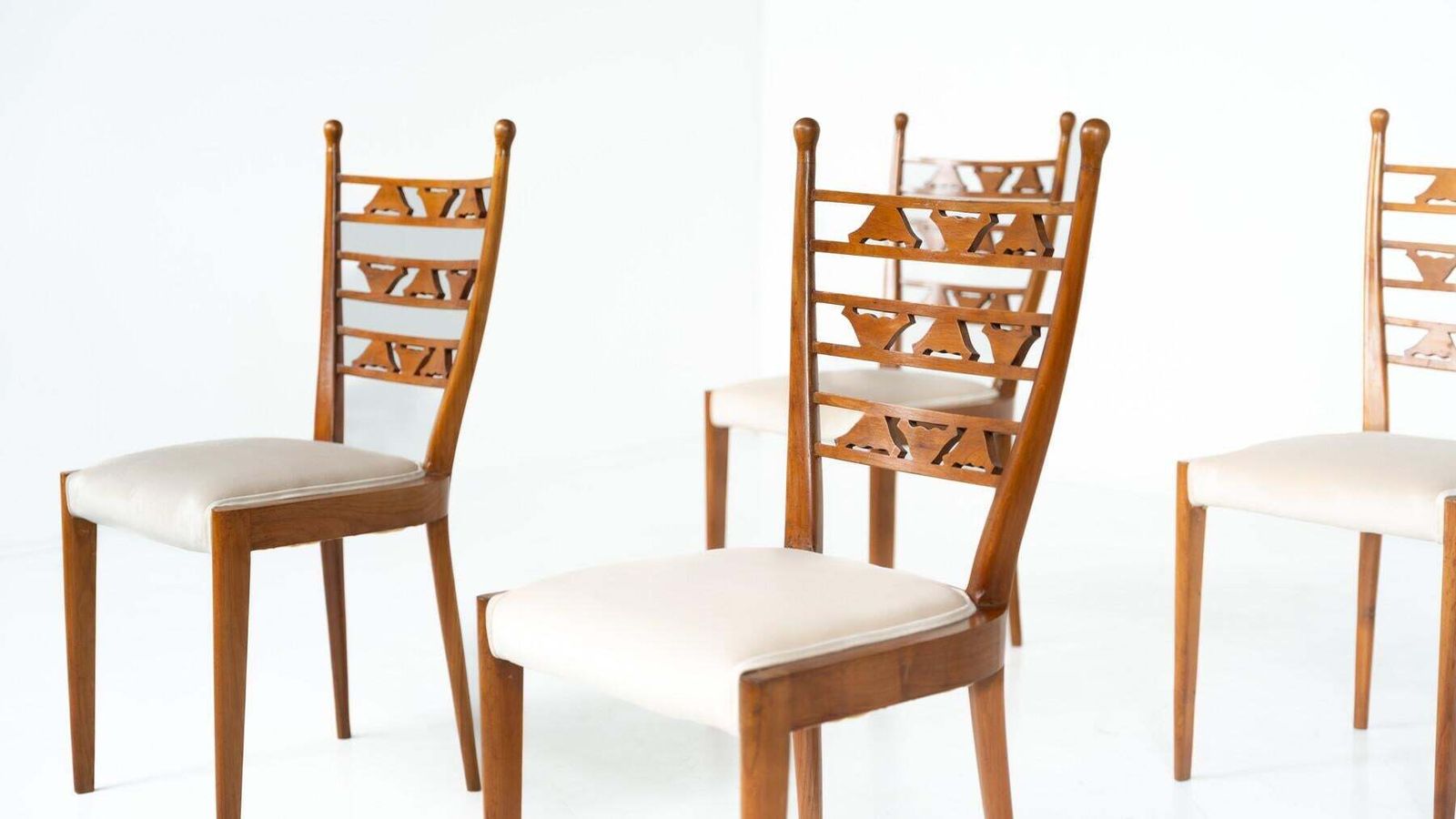 Set Of 6 Chairs, Cherry Wood, Italy, 1940s photo Furniture