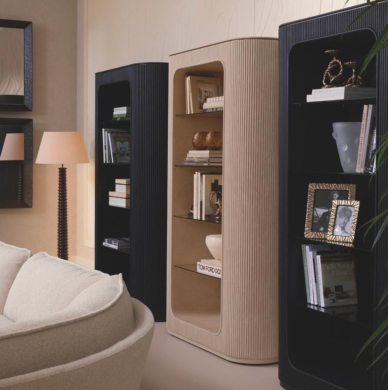 Cabinet In Washed Oak Veneer And Glass, Contemporary Style photo for sale