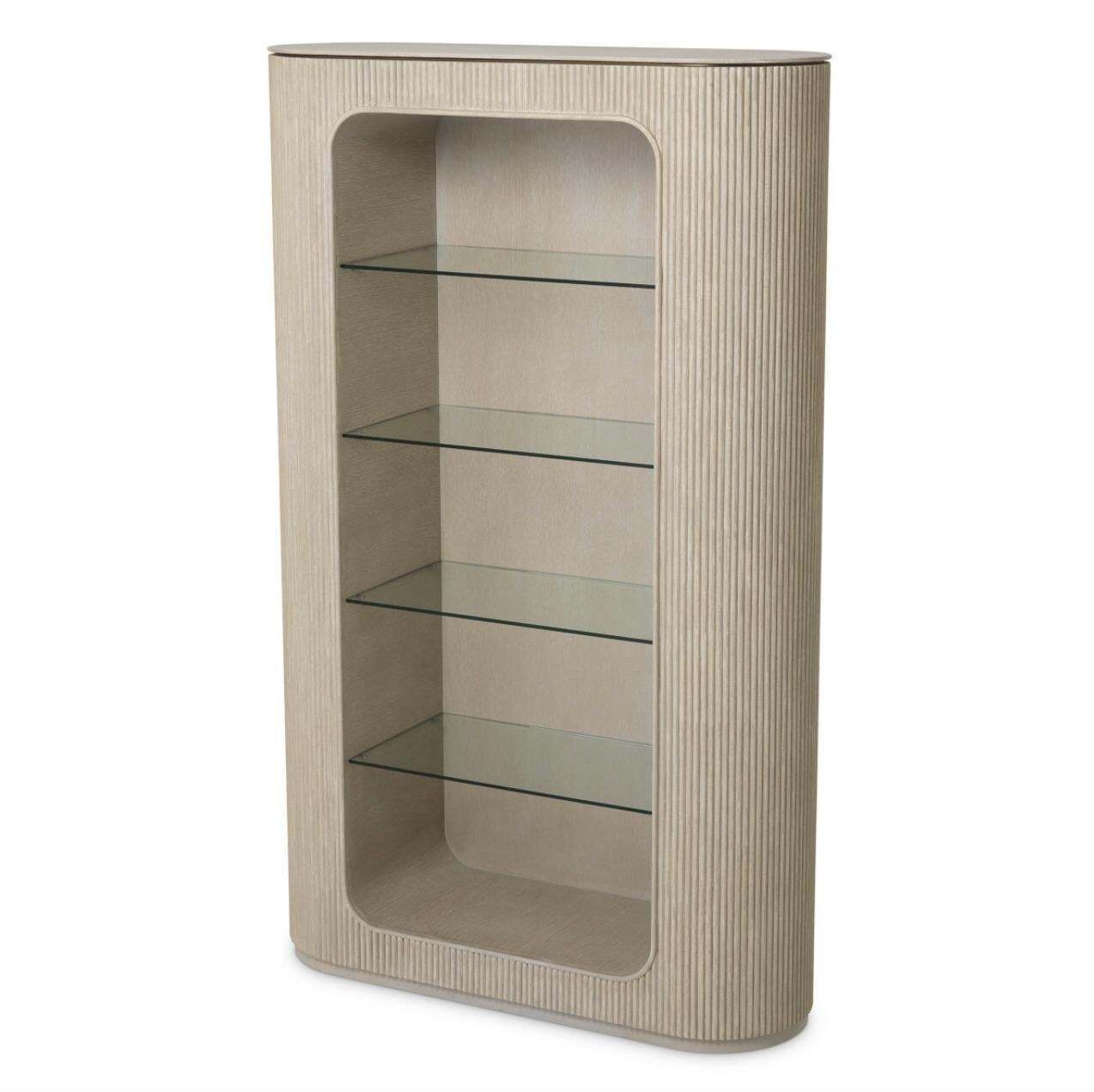 photo furniture Cabinet In Washed Oak Veneer And Glass, Contemporary Style