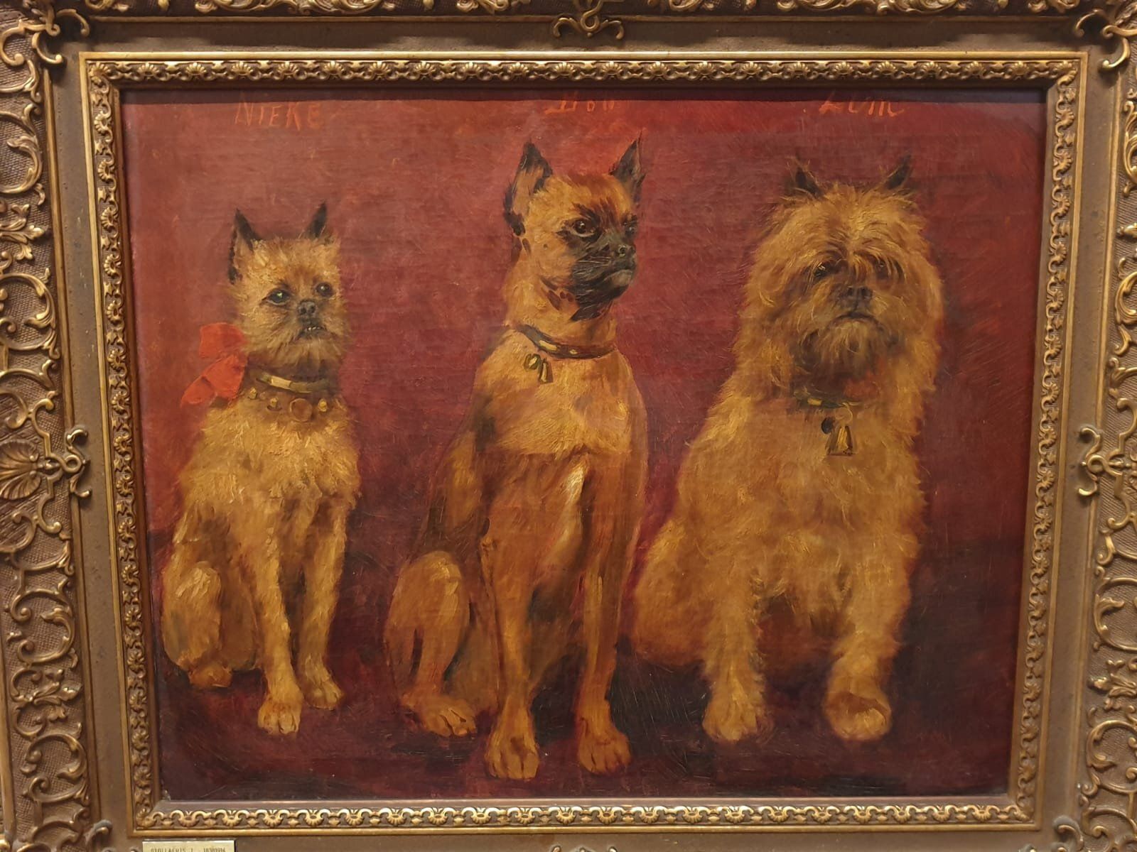 Allaert, Dogs, 1890s 1910s, Large Oil On Canvas, Framed photo furniture