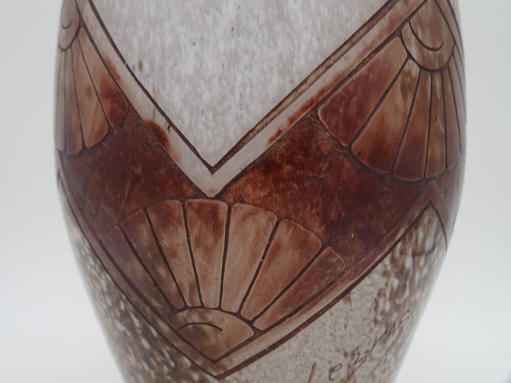 Home Decor Art Deco Acid Etched Cameo Art Glass Vase From Legras, 1920s photo