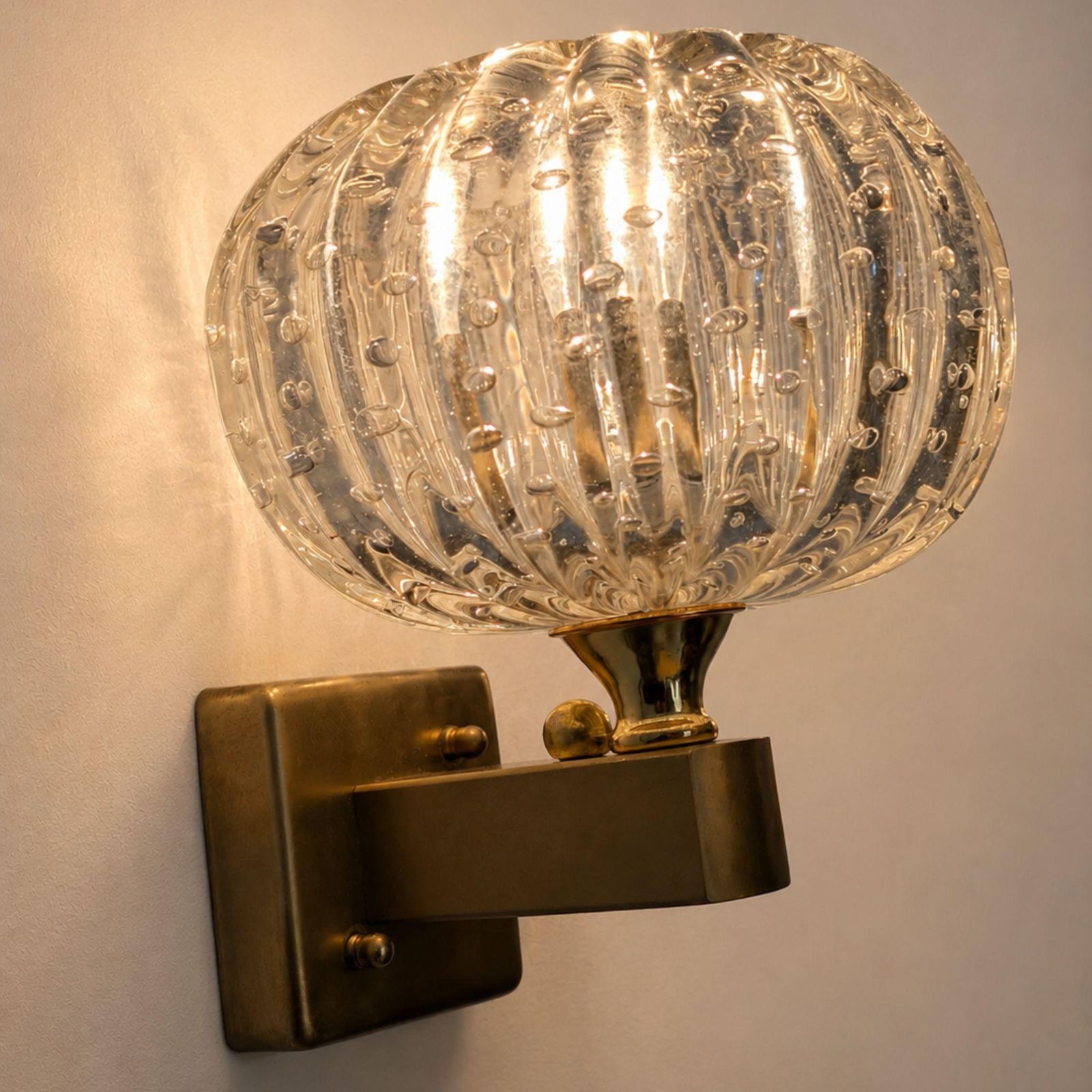 Italian Wall Lights Murano Glass Sconces Art Deco Style, By Barover & Toso, 50s photo for sale