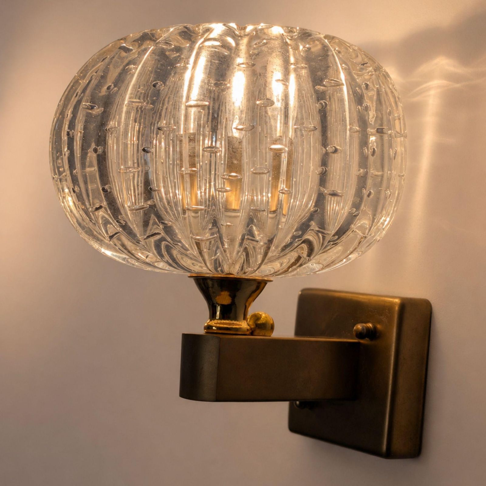 Italian Wall Lights Murano Glass Sconces Art Deco Style, By Barover & Toso, 50s photo Lighting