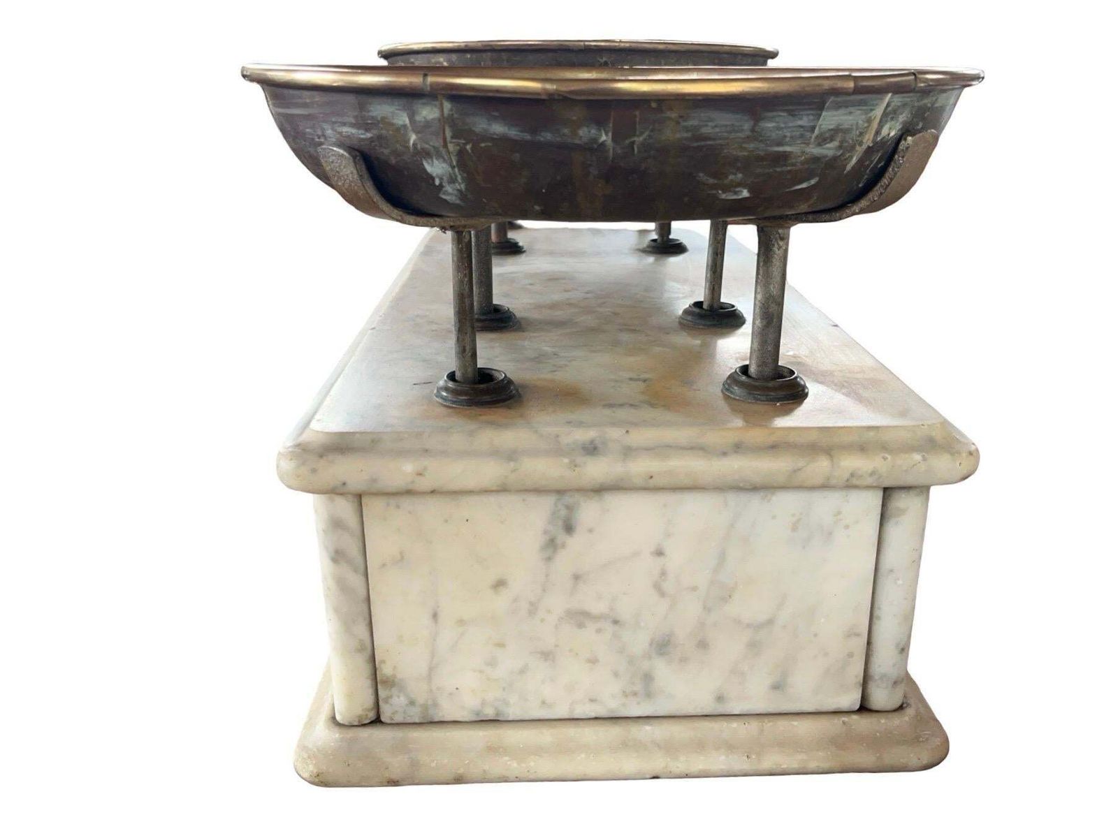 Italian Antique Scale, Brass And Carrara Marble, Early 20th Century photo for sale