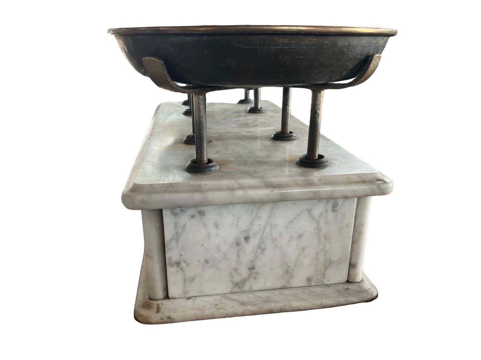 Italian Antique Scale, Brass And Carrara Marble, Early 20th Century photo 2394.0