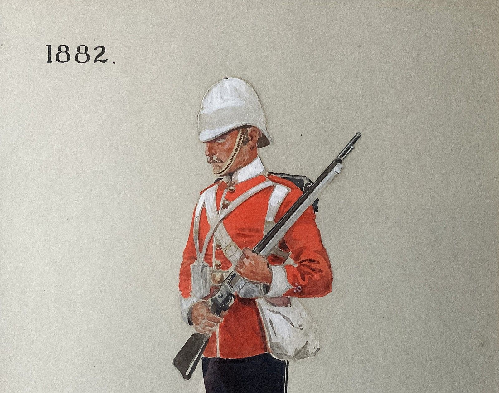 Military Watercolour Portrait Painting 1882 British Soldier (1 Of 6) photo 128.0