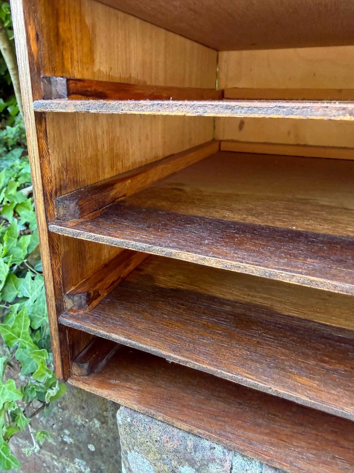 photo for sale Mid Century Wooden Filing Cabinet A4 Paper Tray Desk Organizer Storage